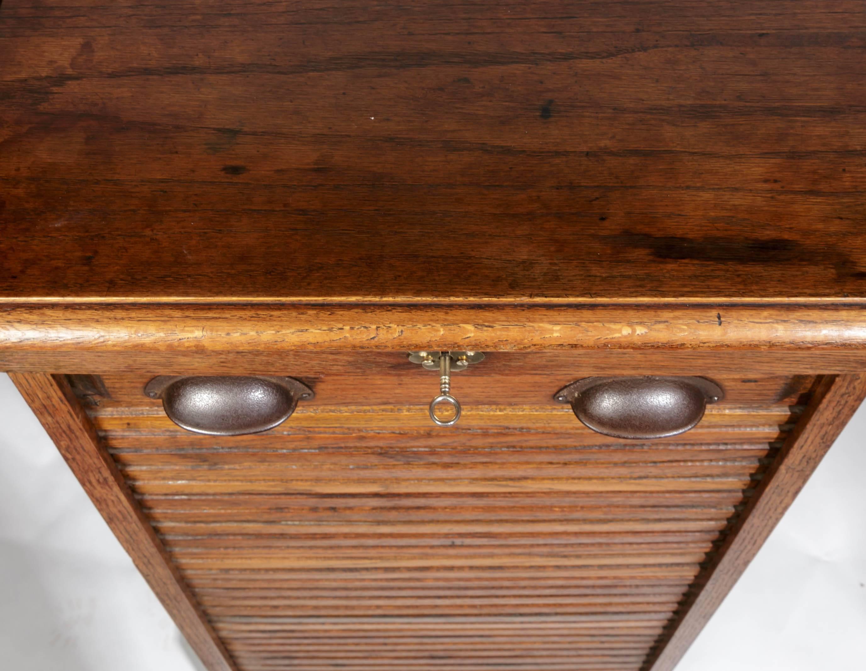 French Oak Tambour Front File Cabinet 3