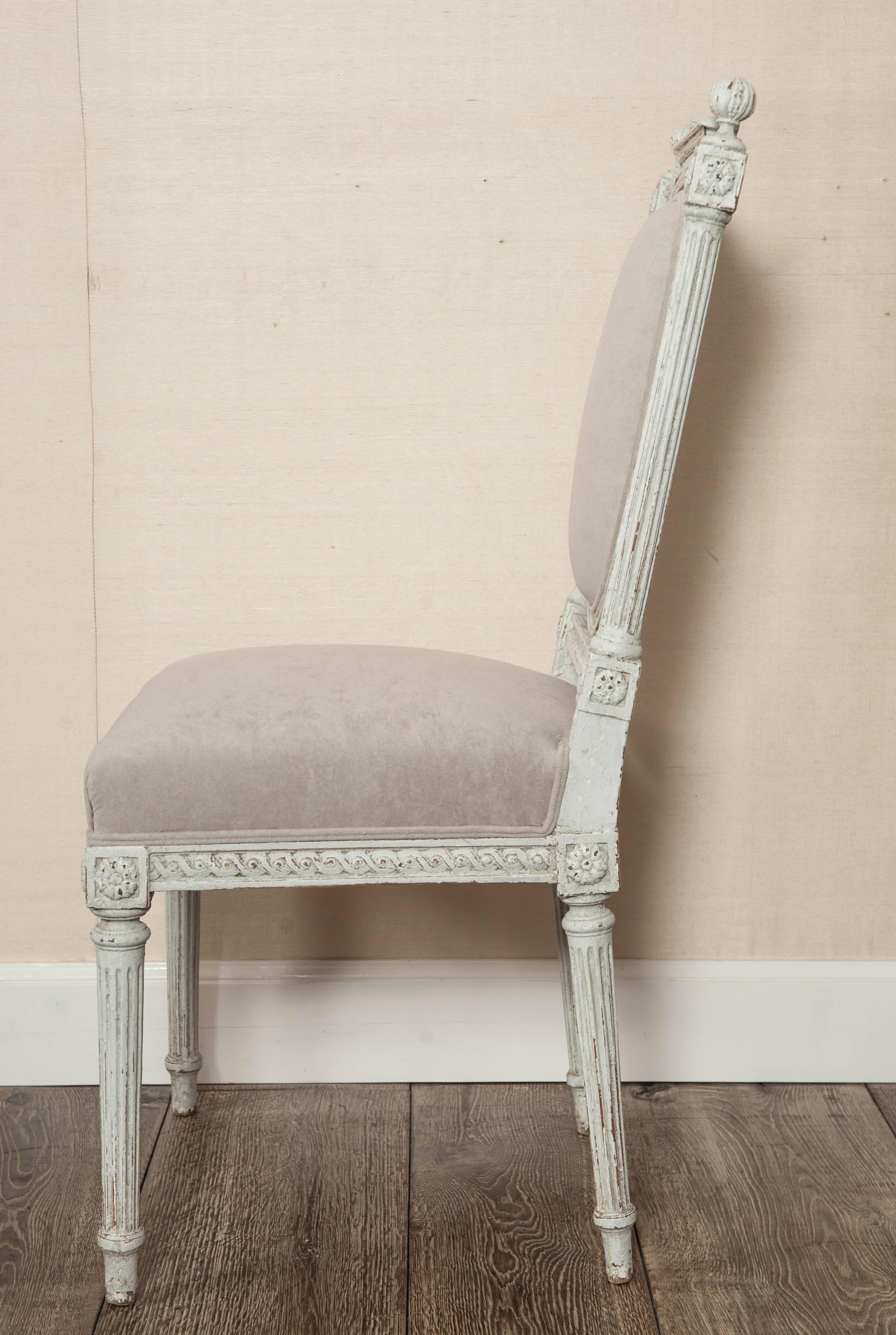 Set of Six Antique White Painted Louis XVI / Neoclassical Style Dining Chairs 2