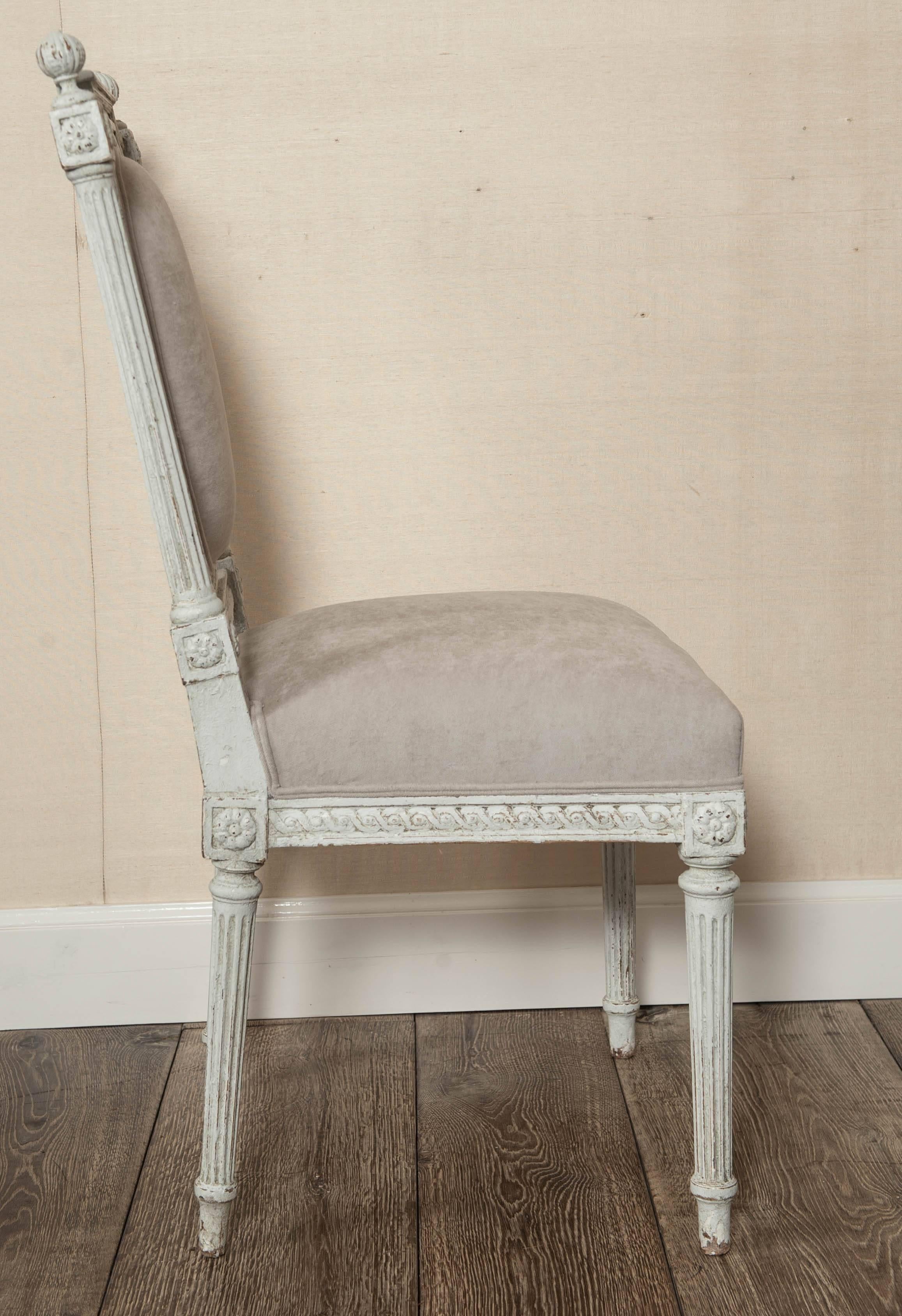 Set of Six Antique White Painted Louis XVI / Neoclassical Style Dining Chairs 5