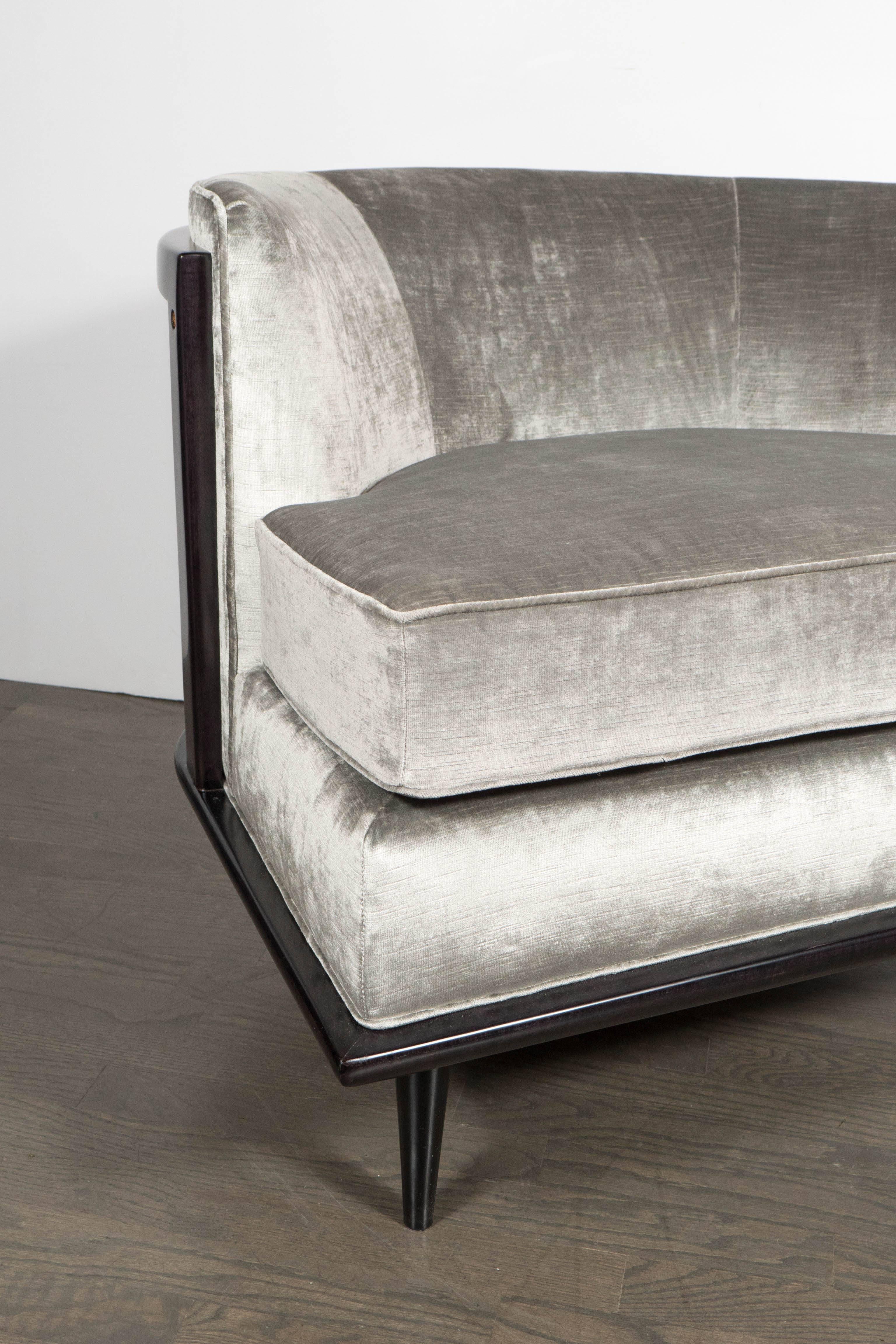 grey velvet slipper chair