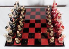 Jeu d'échecs en verre de Murano soufflé à la bouche:: moderne du milieu du siècle dernier