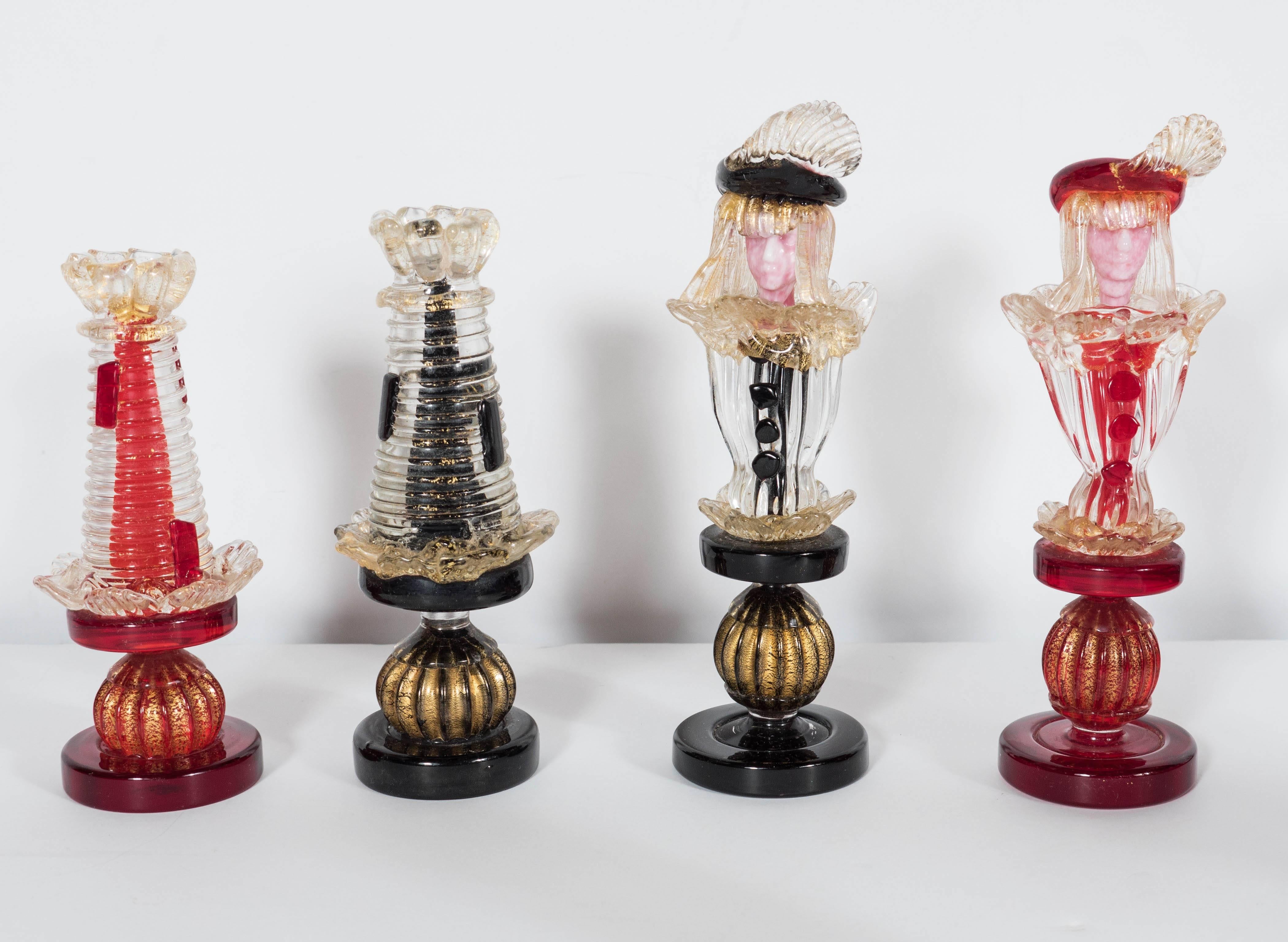 Mid-20th Century Mid-Century Modernist Handblown Murano Glass Chess Set