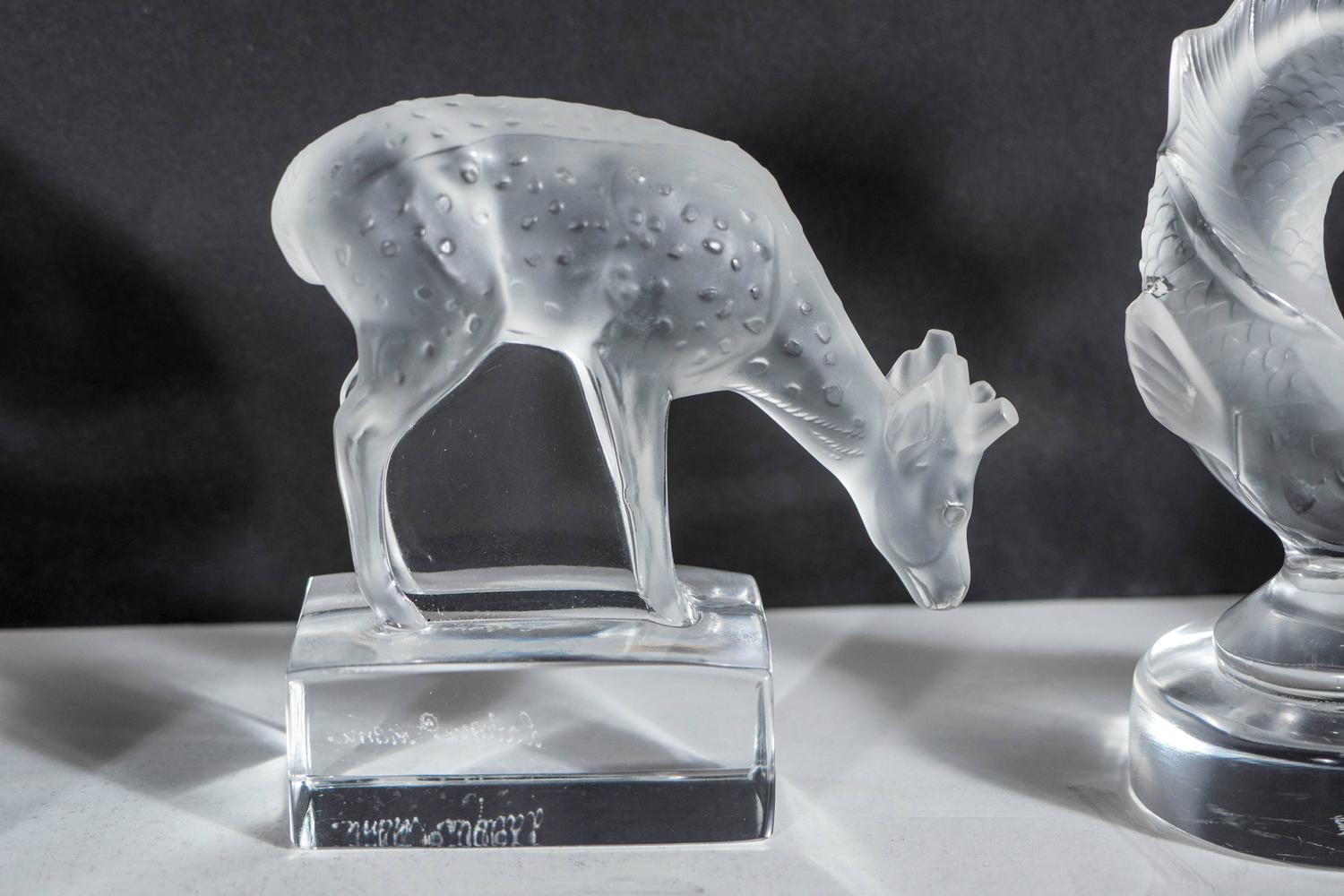 Collection of Lalique Animal Figurines in Frosted Crystal at 1stdibs