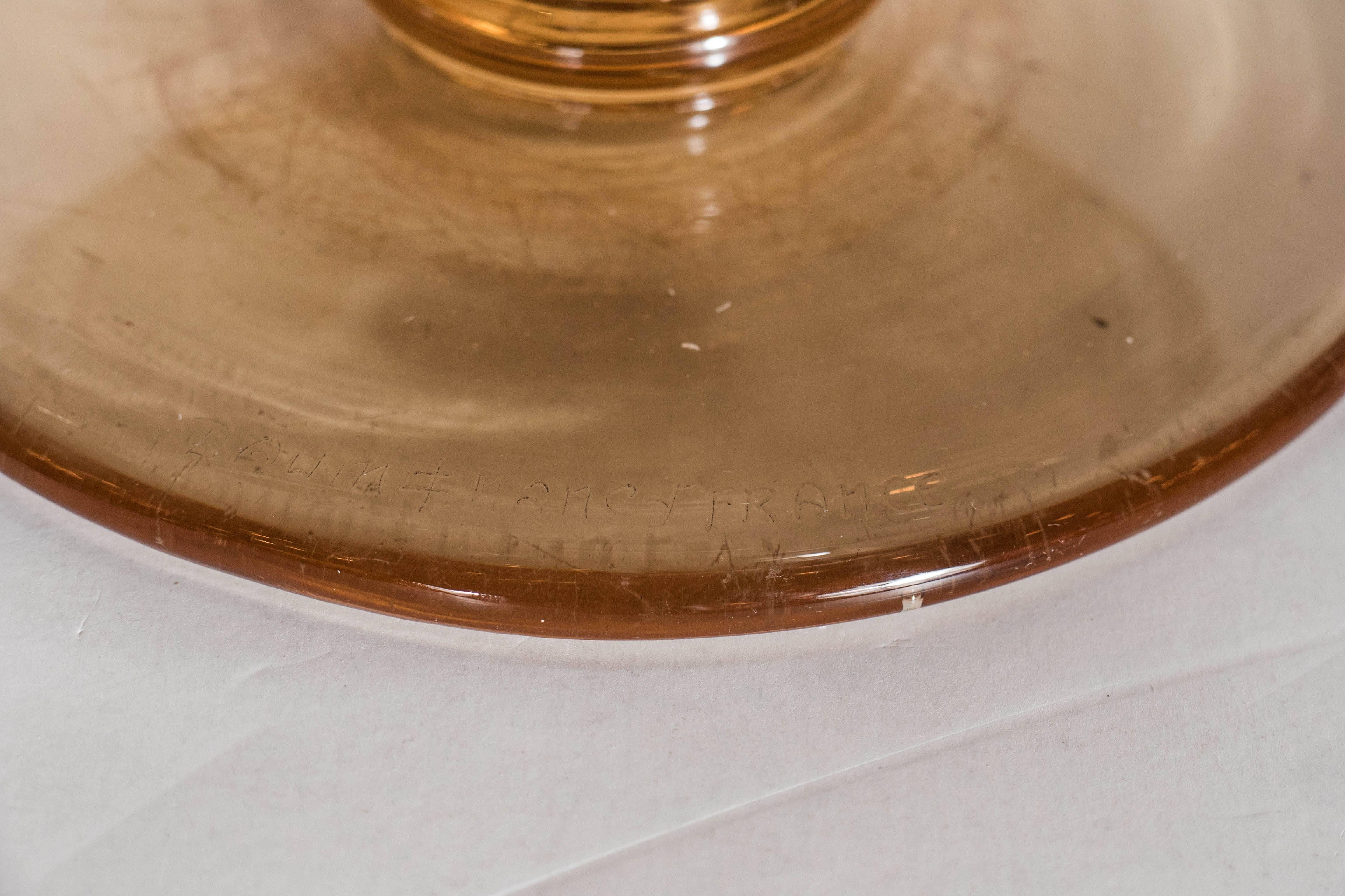 Exquisite Pair of Art Deco Acid-Etched Glass Footed Bowls by Nancy Daum  3