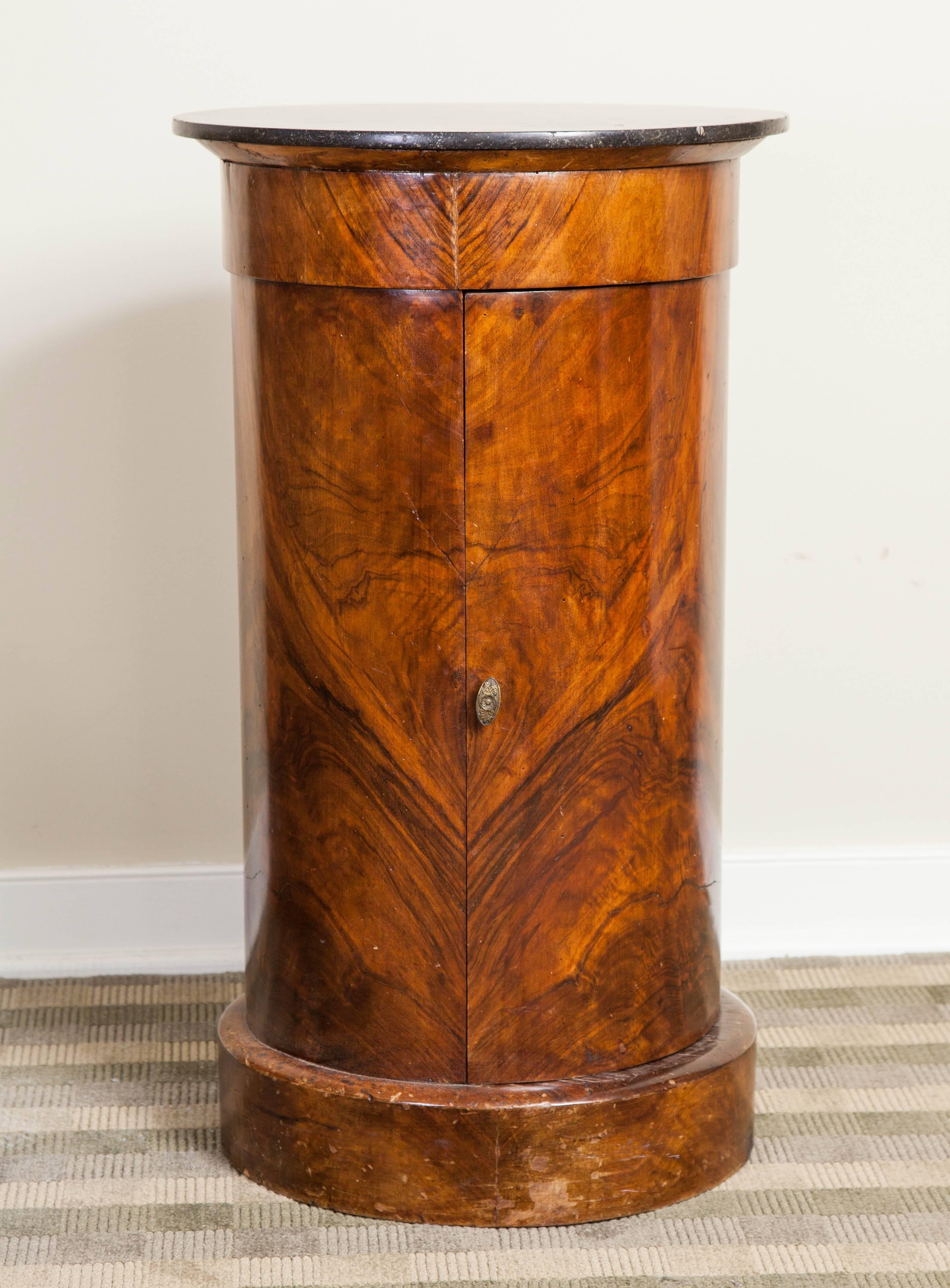 Empire Burl Walnut Night Table, Early 19th Century In Fair Condition In Spencertown, NY