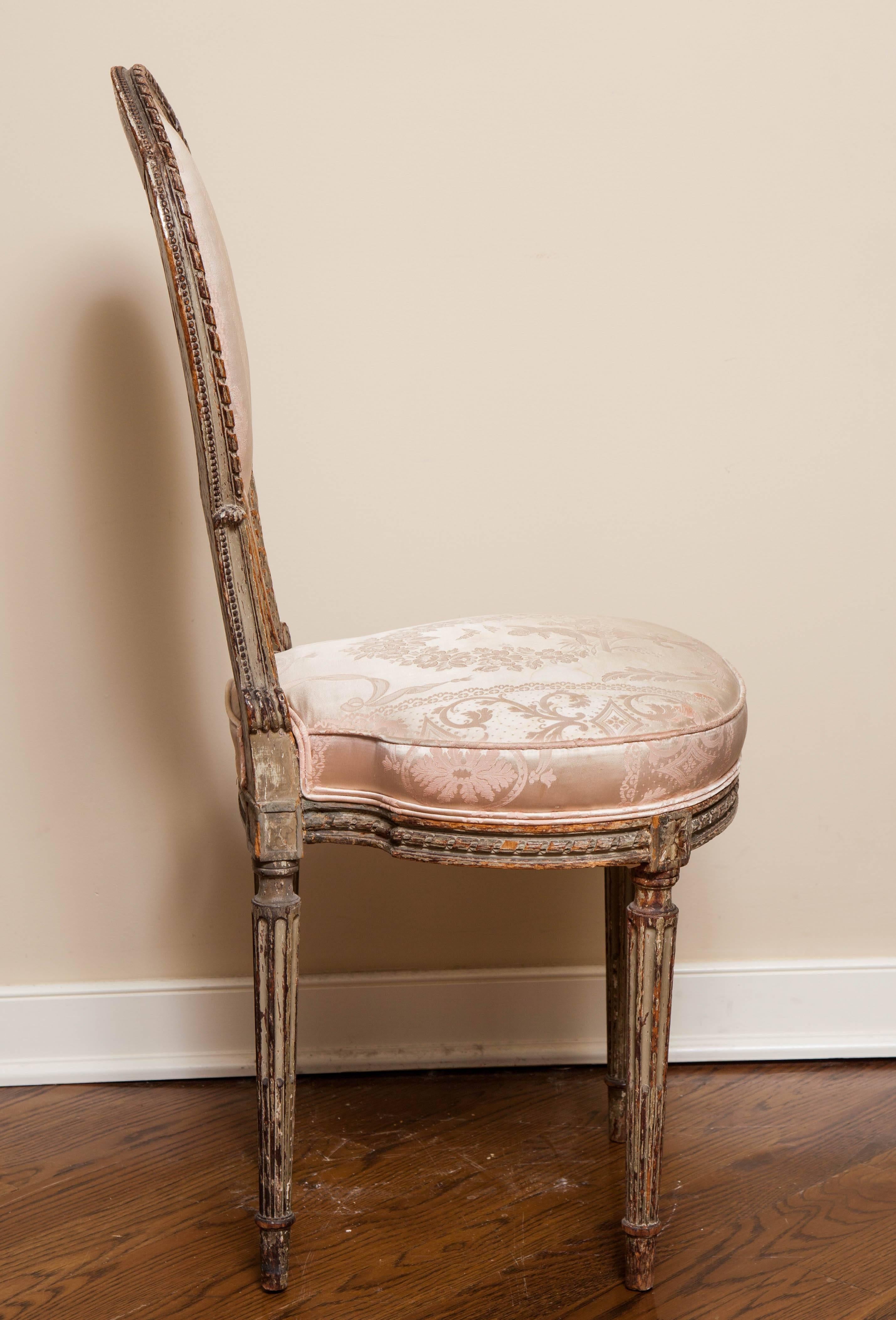 Carved Louis XVI Style Side Chair, 19th Century For Sale