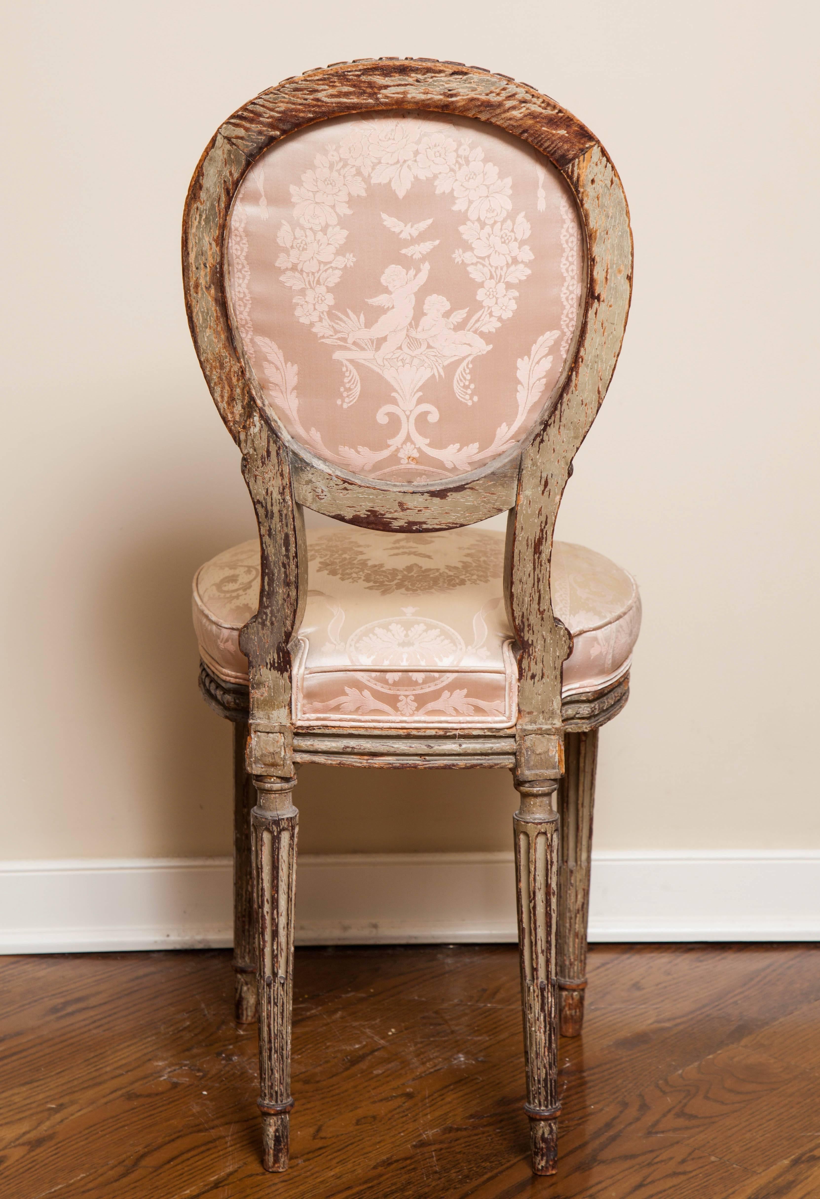 Wood Louis XVI Style Side Chair, 19th Century For Sale