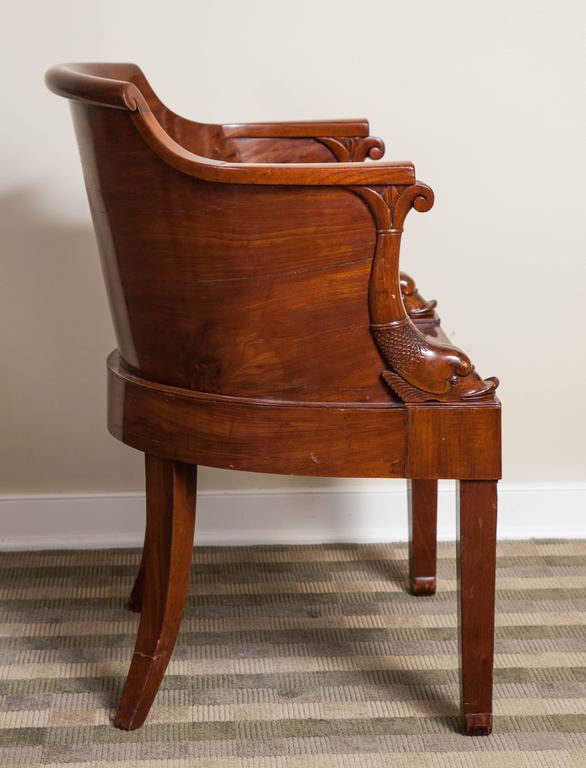 Empire Solid Mahogany Desk Chair, Early 19th Century In Good Condition For Sale In Spencertown, NY
