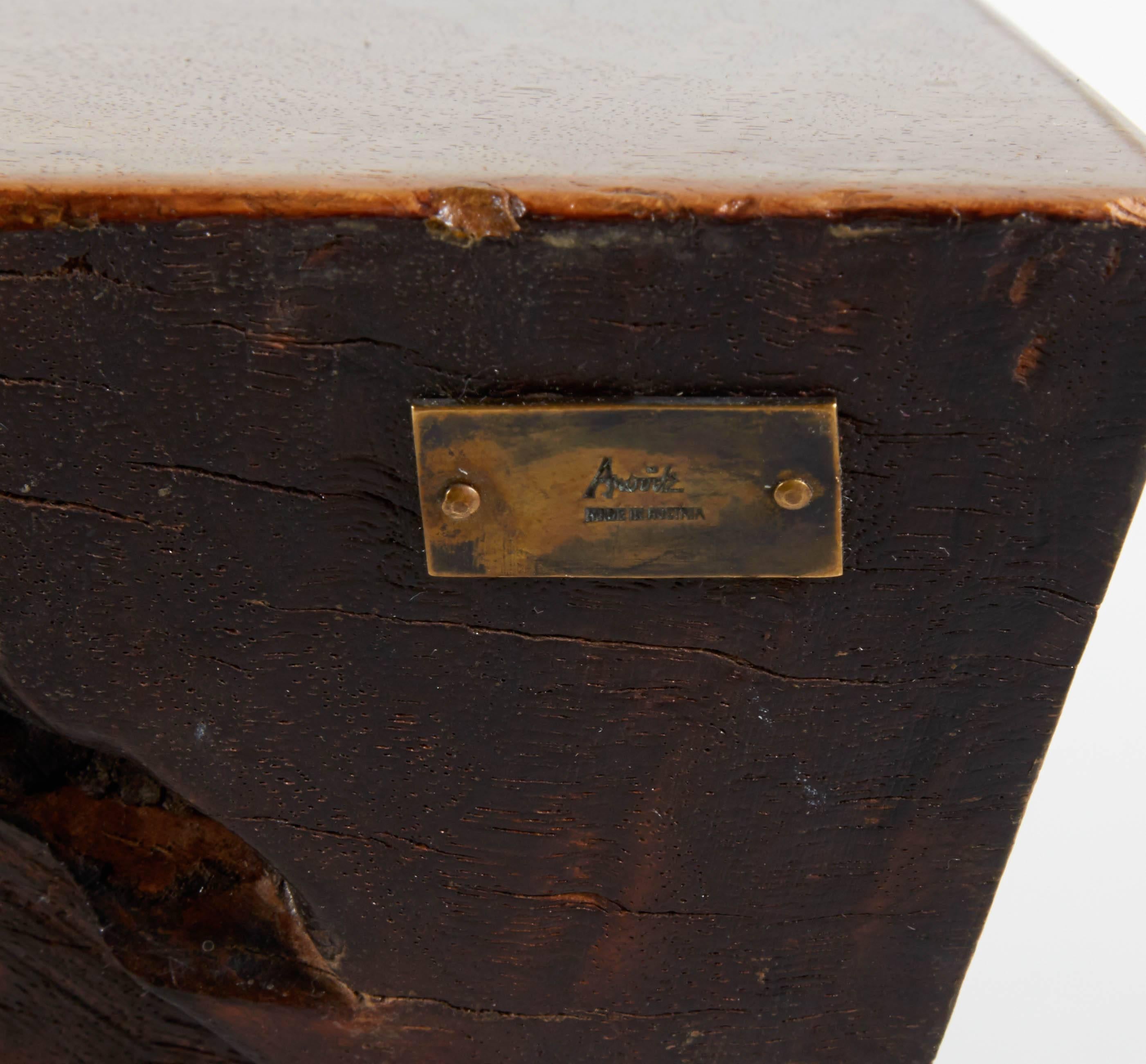 Carl Auböck Walnut Tree Trunk Table with Brass Legs, Austria 1950s 2