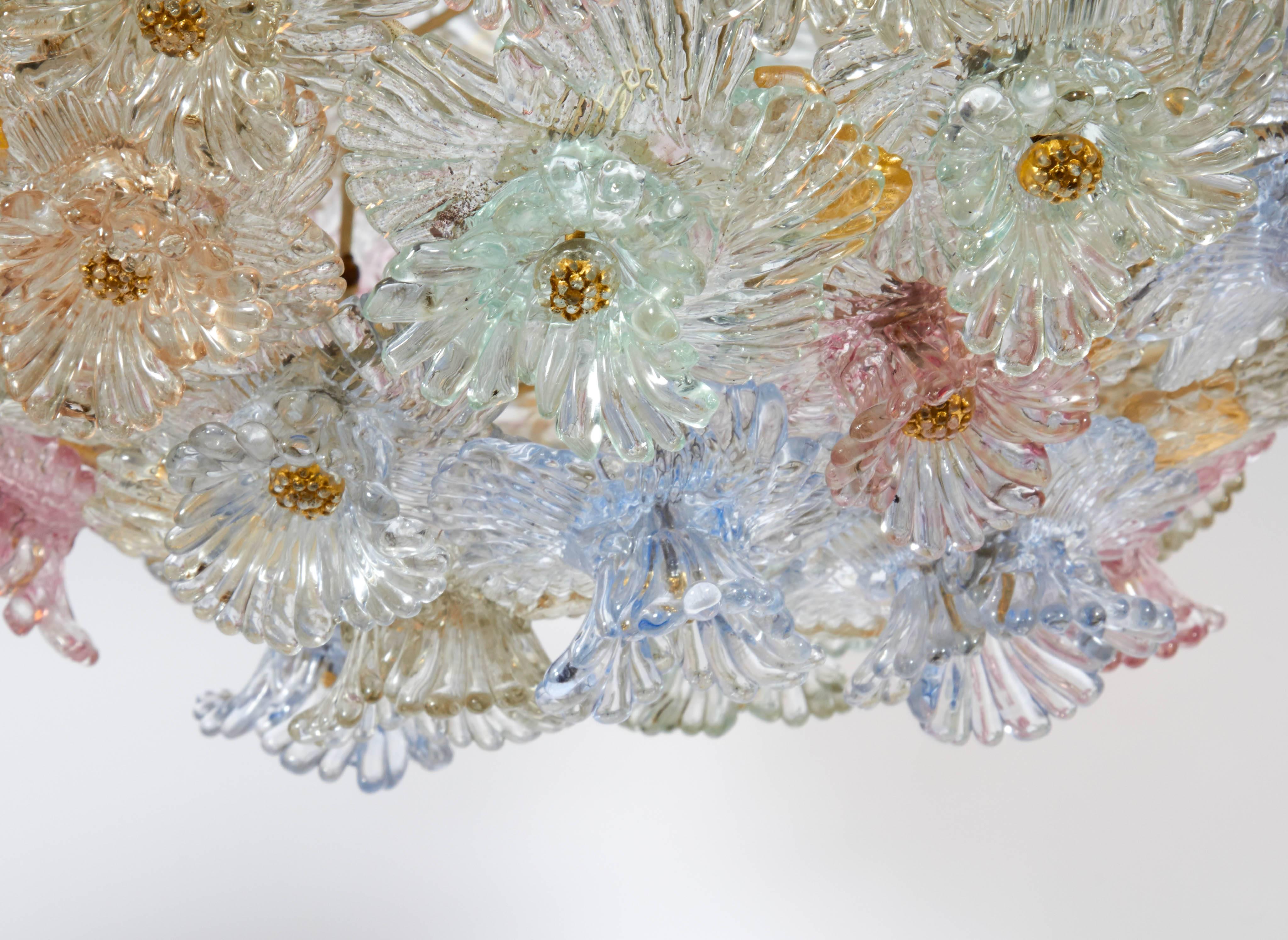 Stunning Murano Pendant with Floral Decoration by Barovier & Toso 3