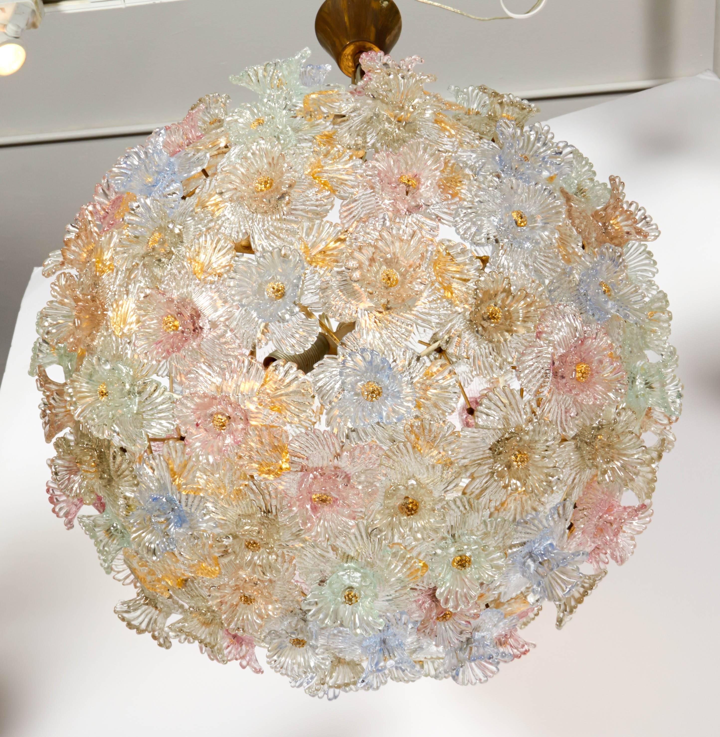 Stunning Murano Pendant with Floral Decoration by Barovier & Toso 4