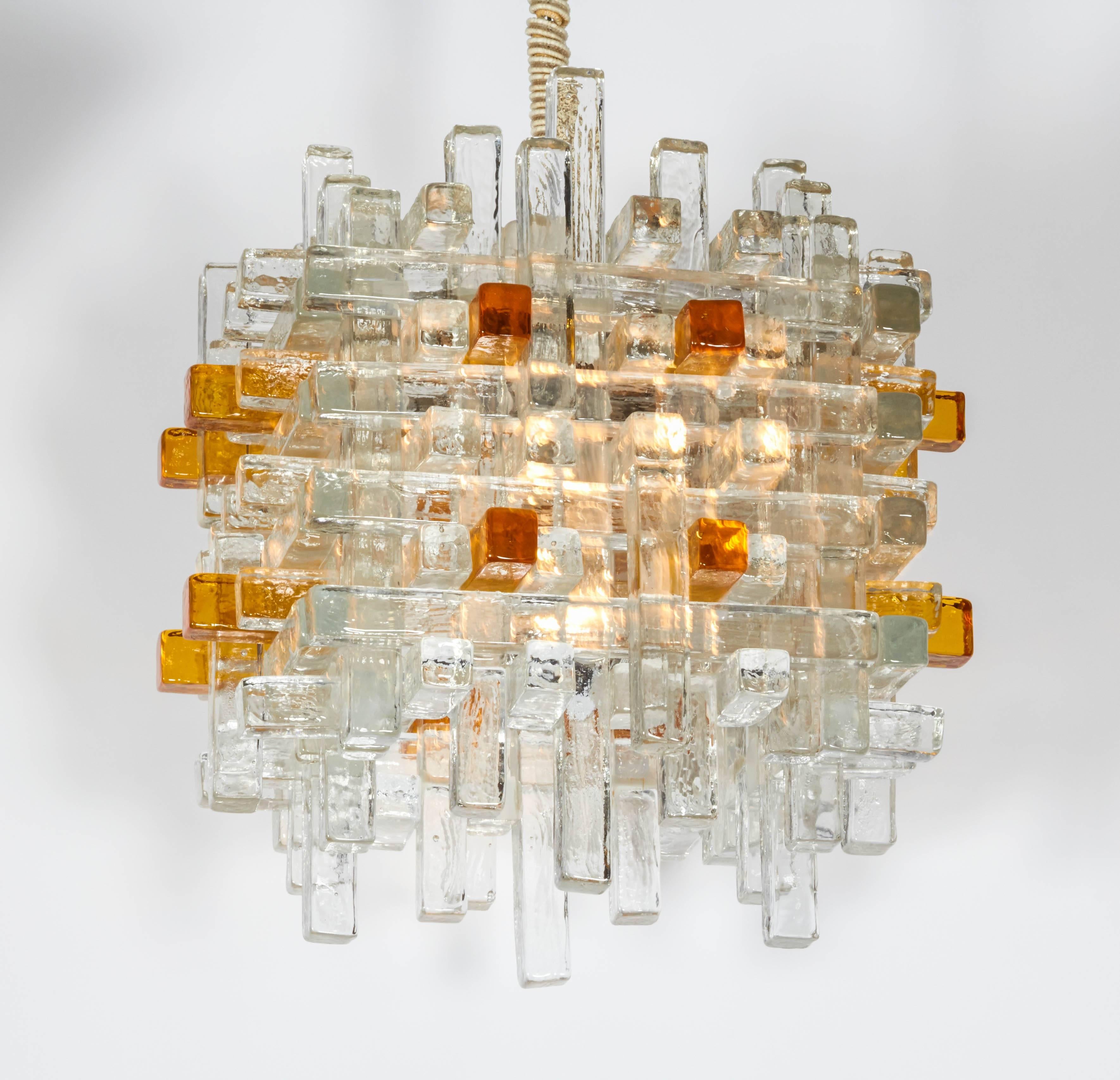 Mid-Century Modern Dazzling Poliarte Crystal Pendant Lamp