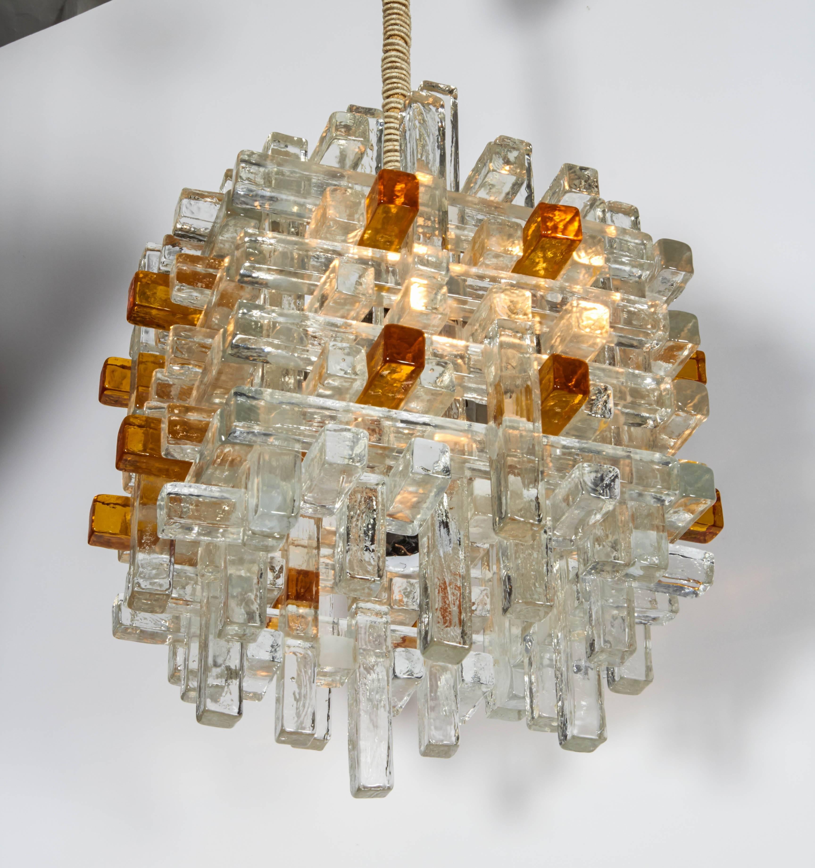 Italian Dazzling Poliarte Crystal Pendant Lamp