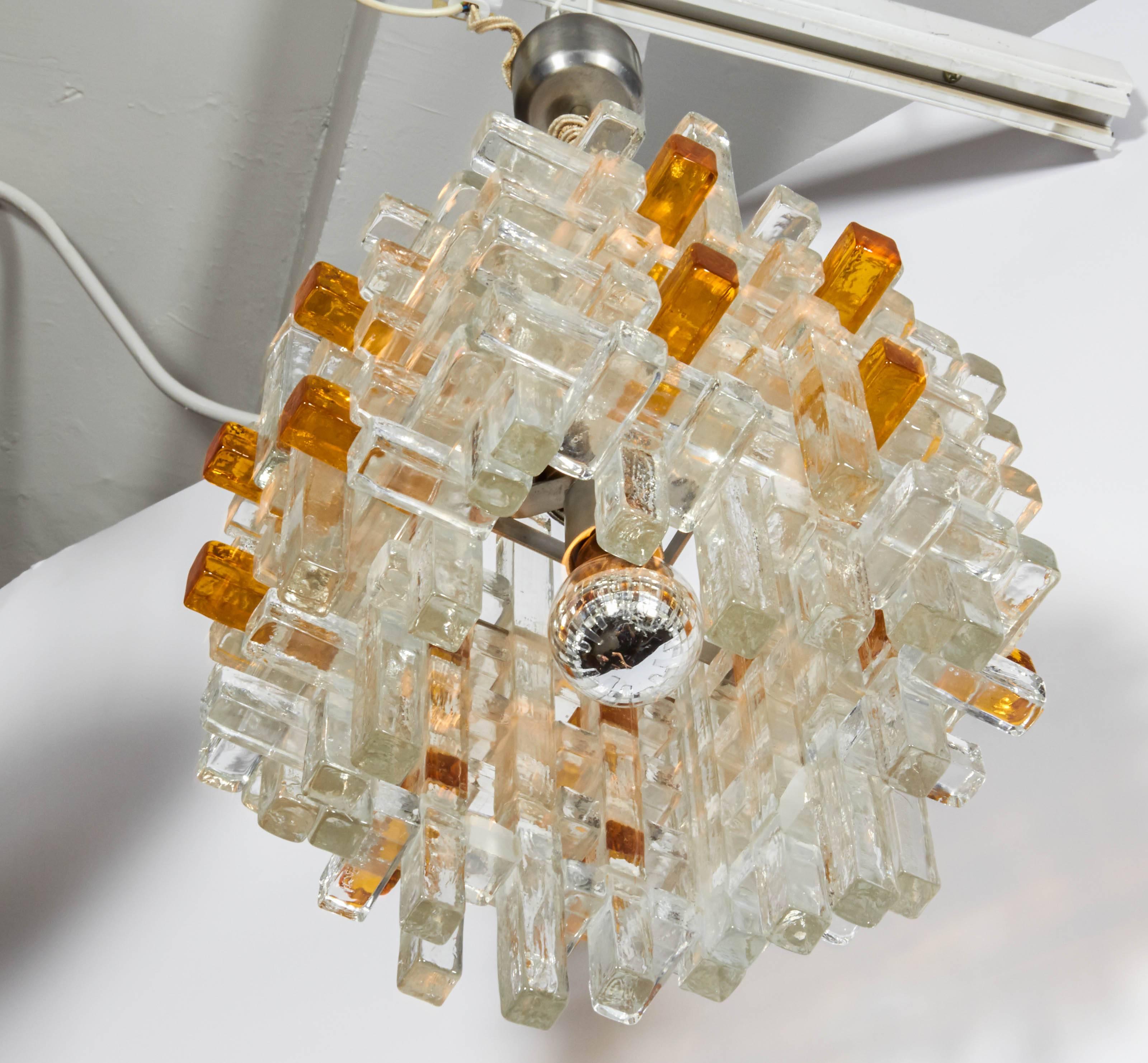 Dazzling Poliarte Crystal Pendant Lamp In Excellent Condition In New York, NY