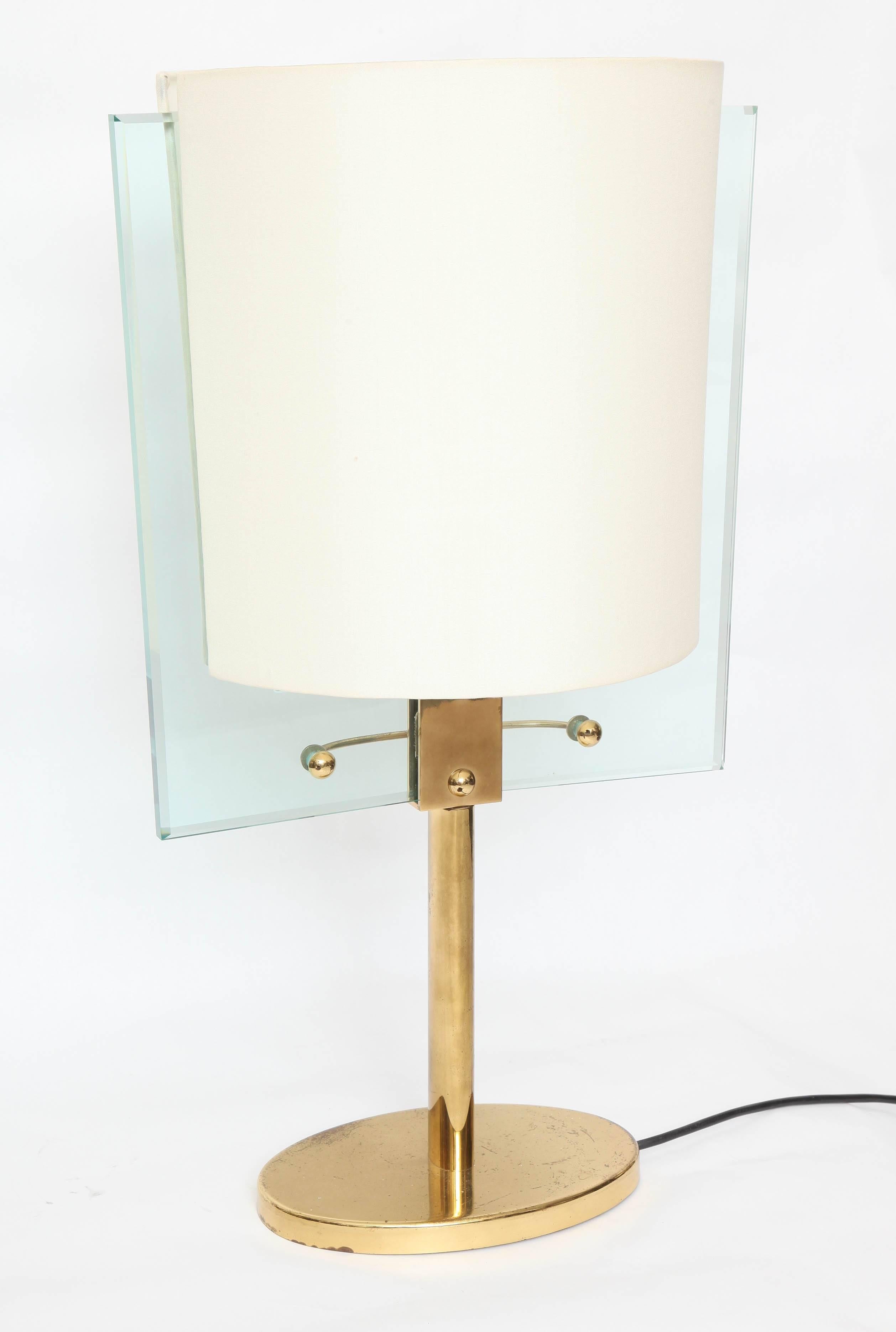 Late 20th Century Italian Glass and Brass Table Lamp by Fontana Arte