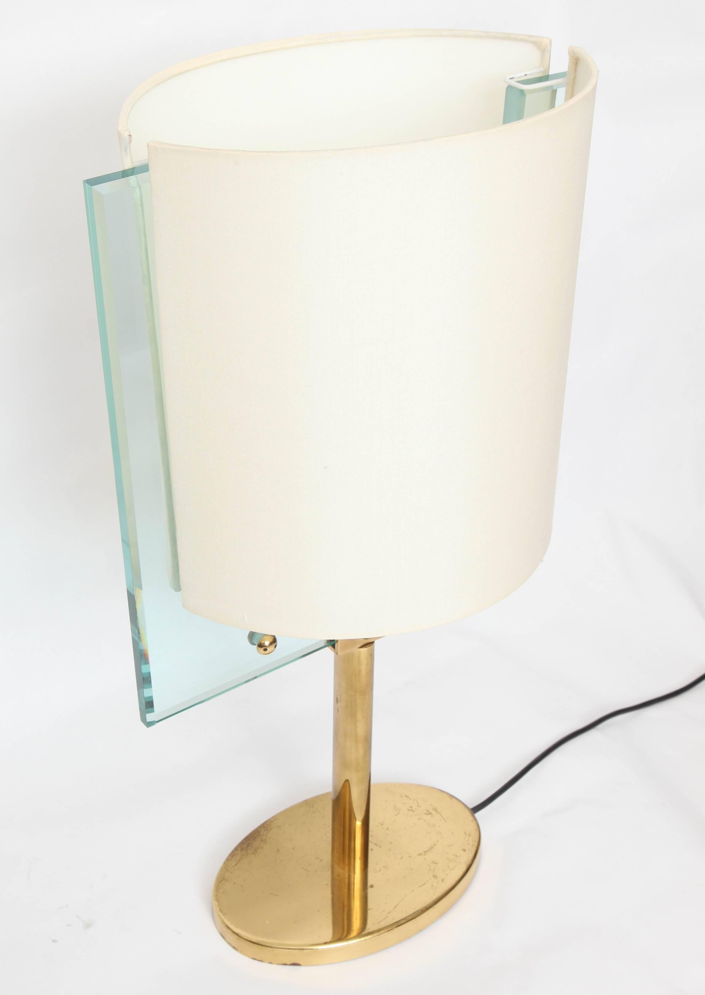 Italian Glass and Brass Table Lamp by Fontana Arte 1