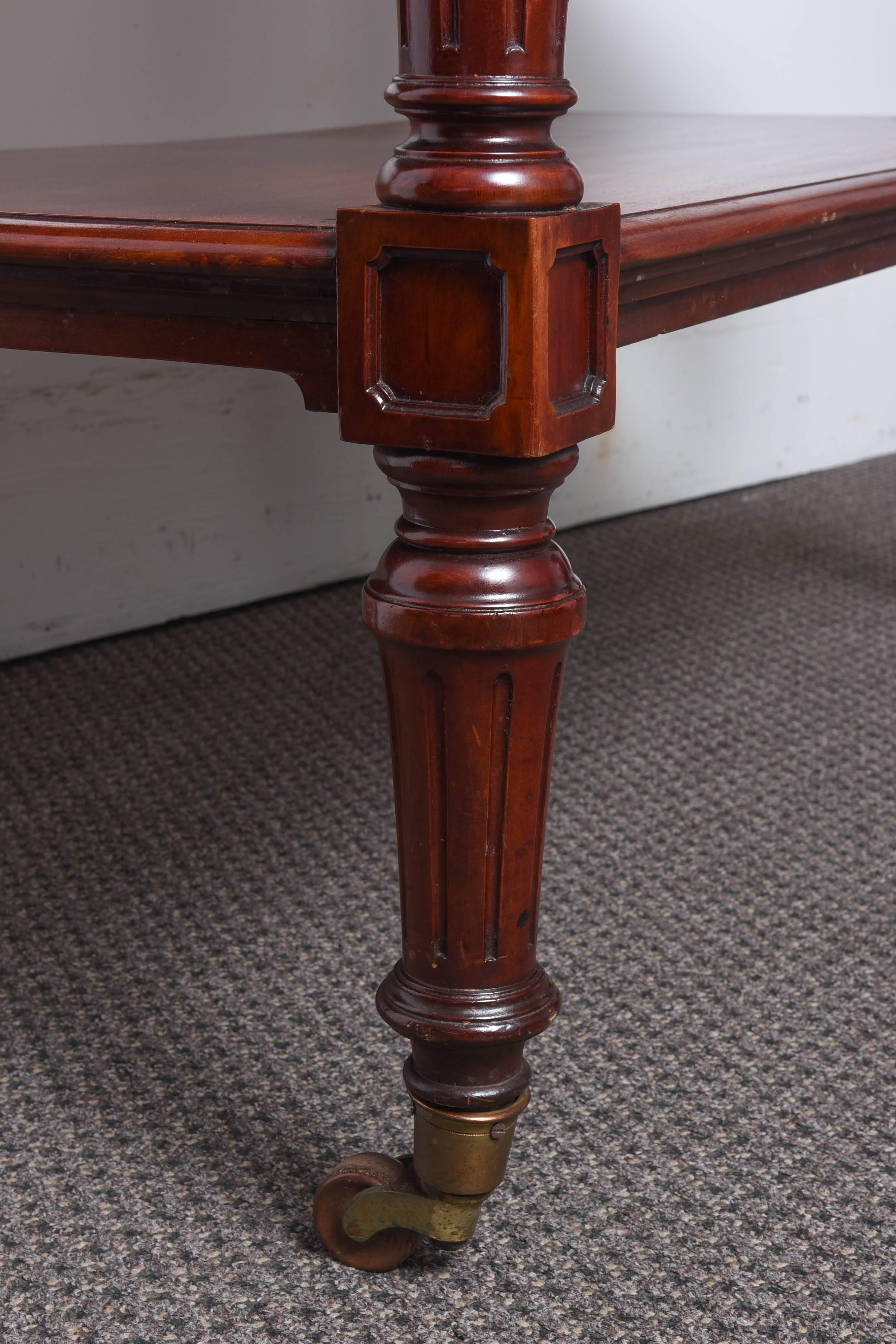 Amazing Pair of 19th Century Marble-Top Carved Mahogany Console Tables 4