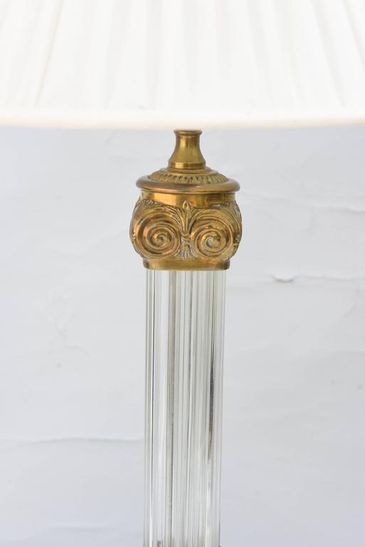 American Pair of Fluted Glass Column Lamps For Sale