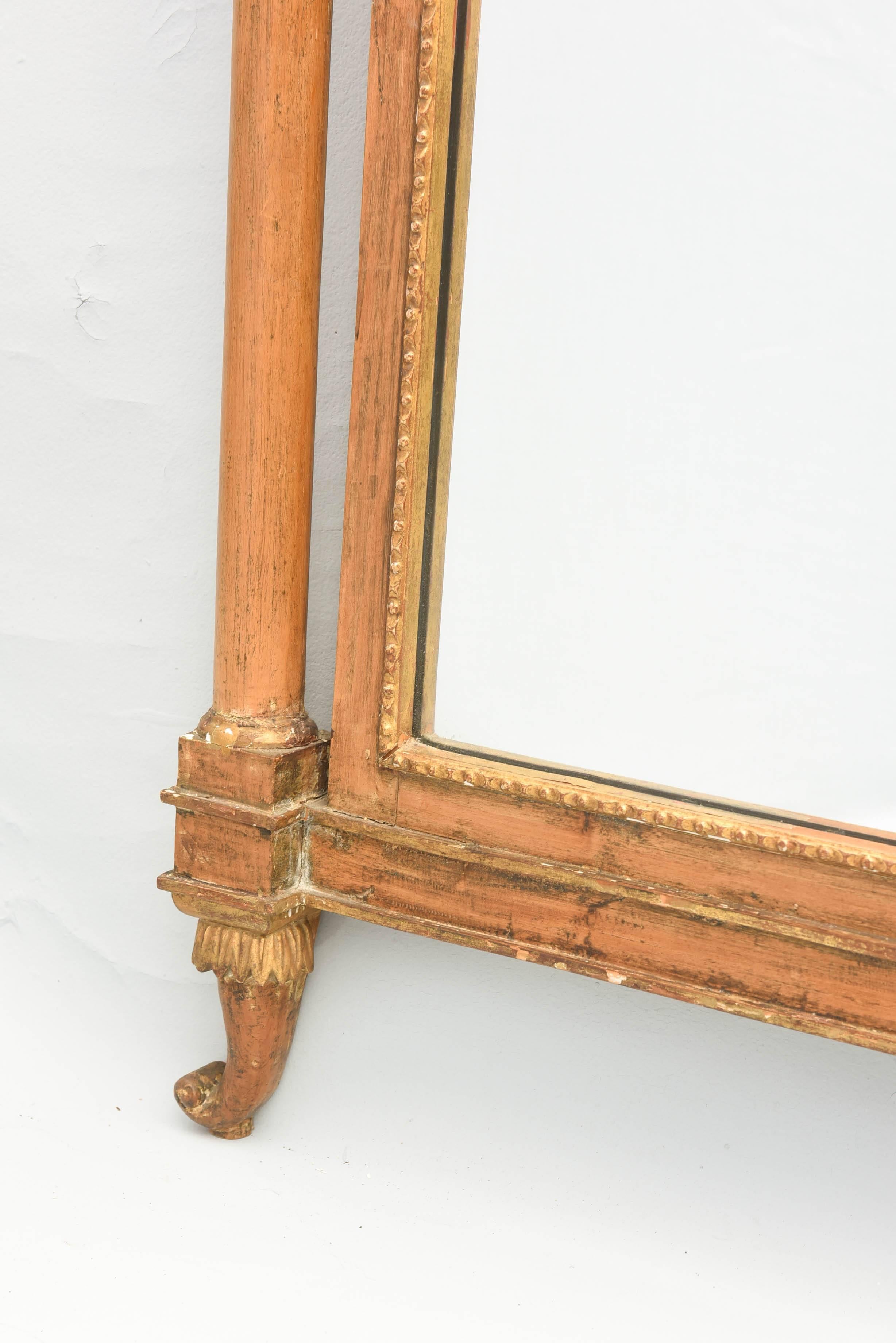 Italian Pair of Empire-form, Parcel Gilt Mirrors