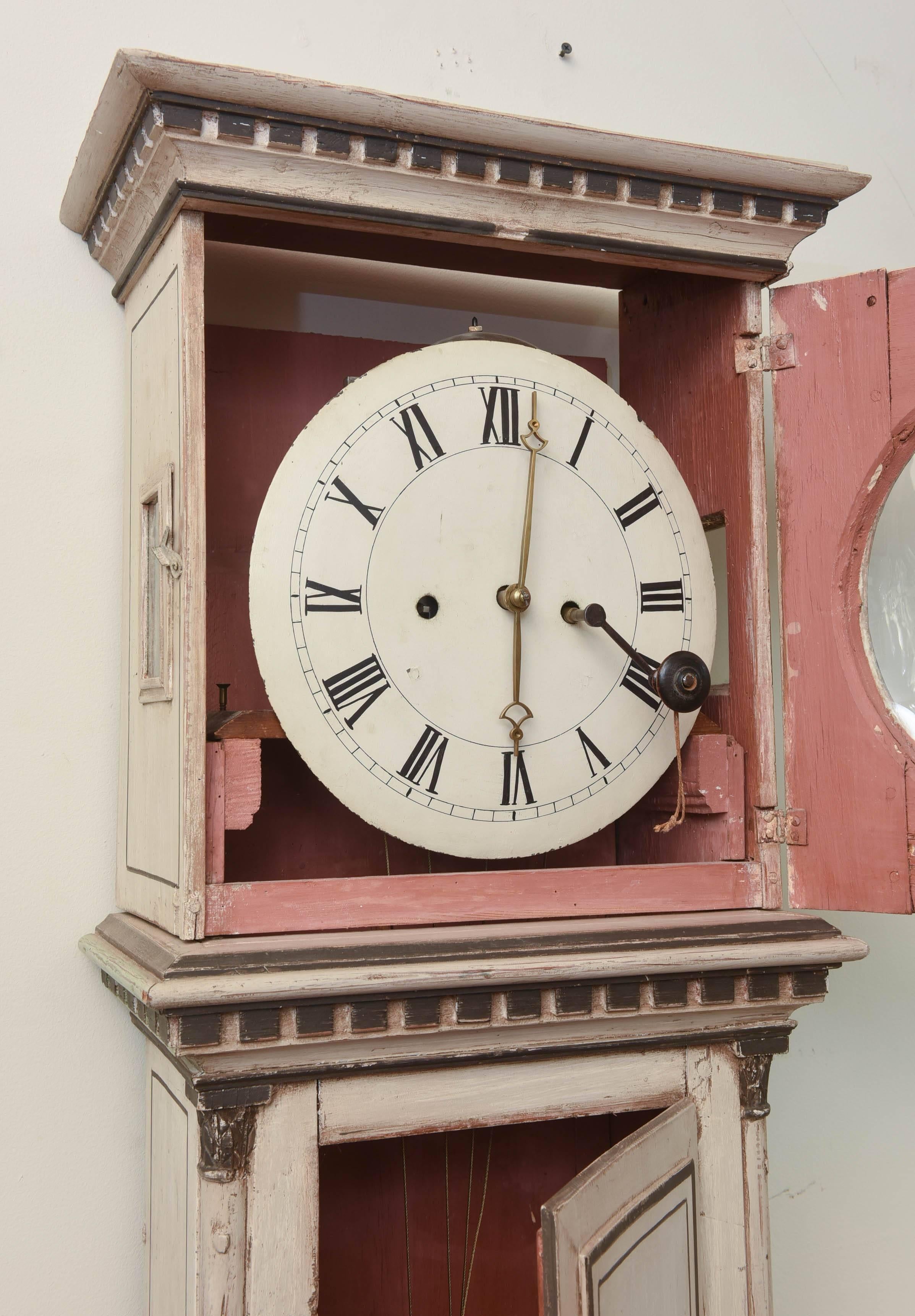 Wood Painted French 19th Century Case Clock