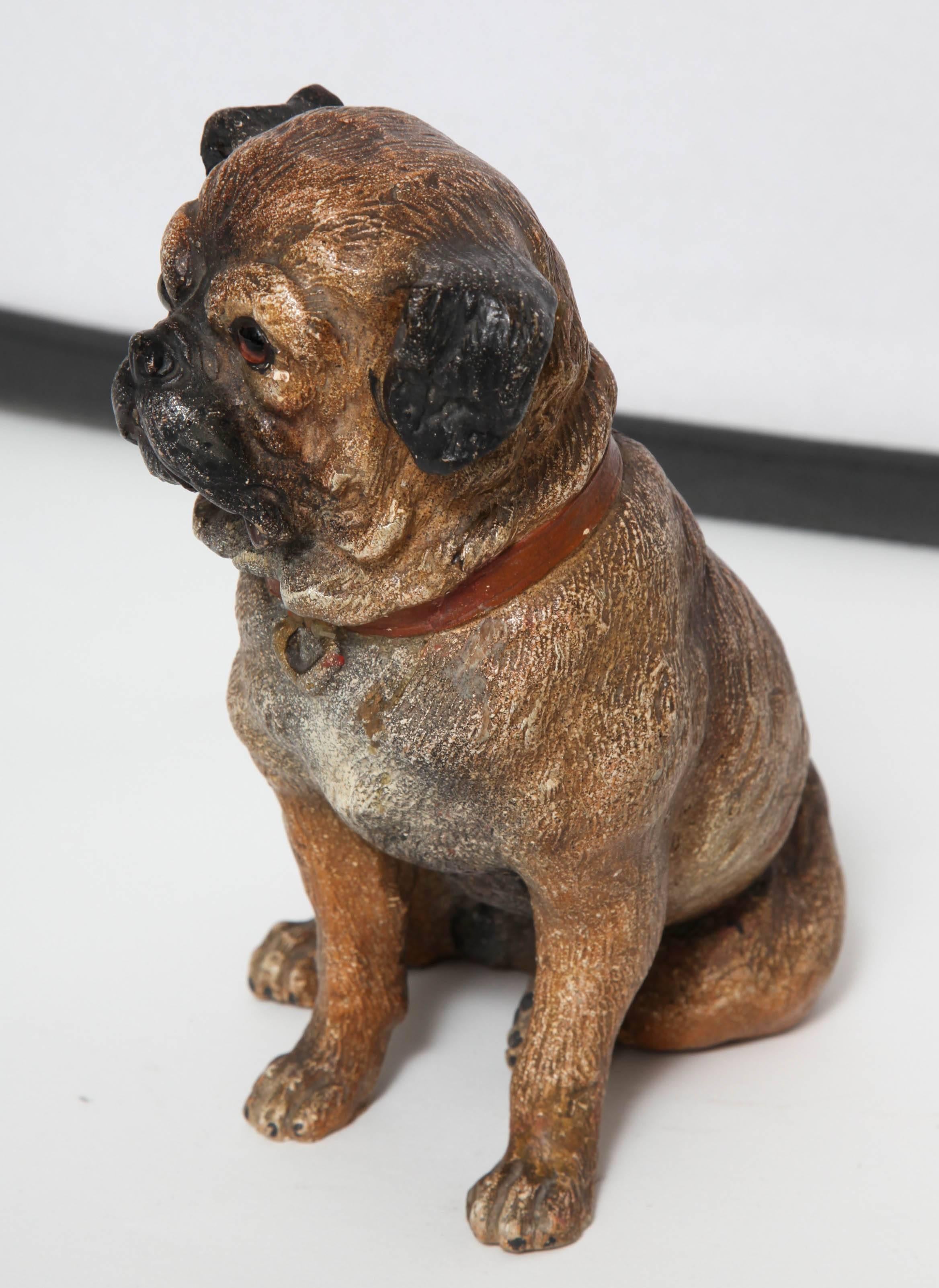 Hand-Painted Victorian Terracotta Pug 