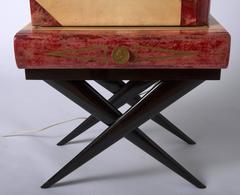Aldo Tura coloured goatskin and lacquer drinks cabinet, Italy circa 1960