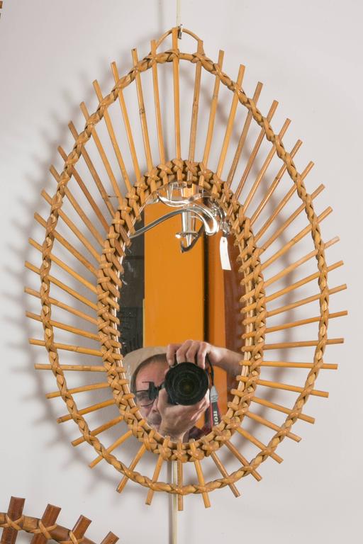 Collection of 8 Rattan or Wicker Sunburst Mirrors at 1stDibs