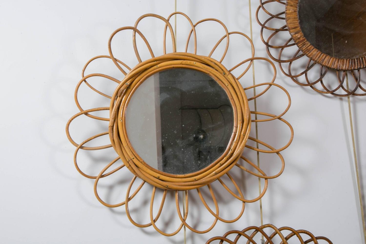 Collection of Six Rattan or Wicker Mirrors, Italy,1960 at 1stdibs