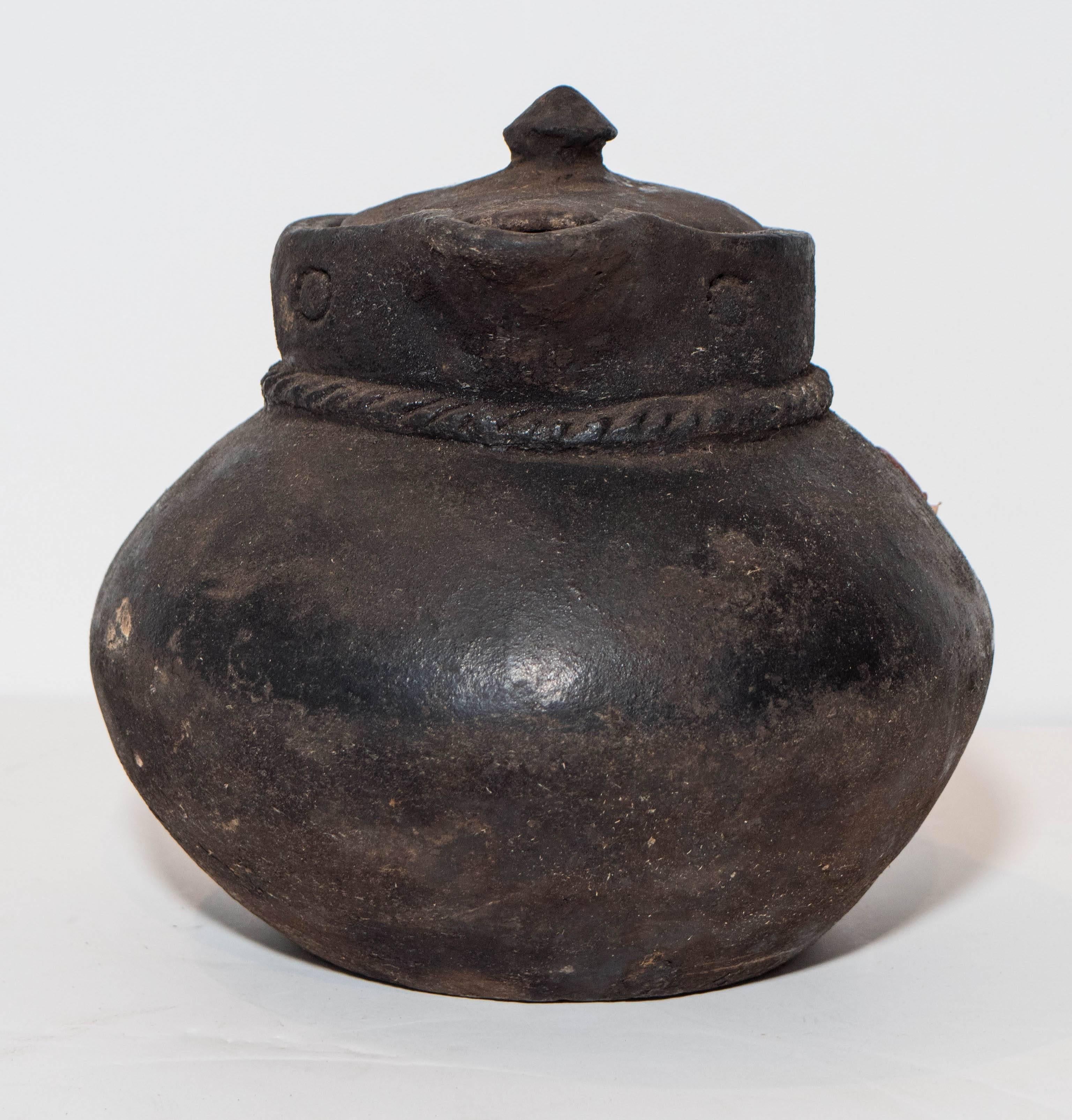 Clay Rustic Tibetan Covered Pitcher