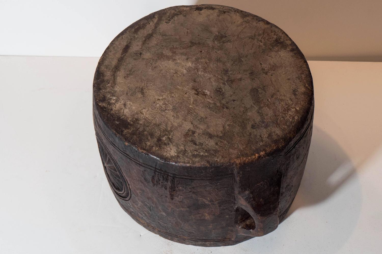 Primitive Bucket Carved from Solid Piece of Wood at 1stdibs