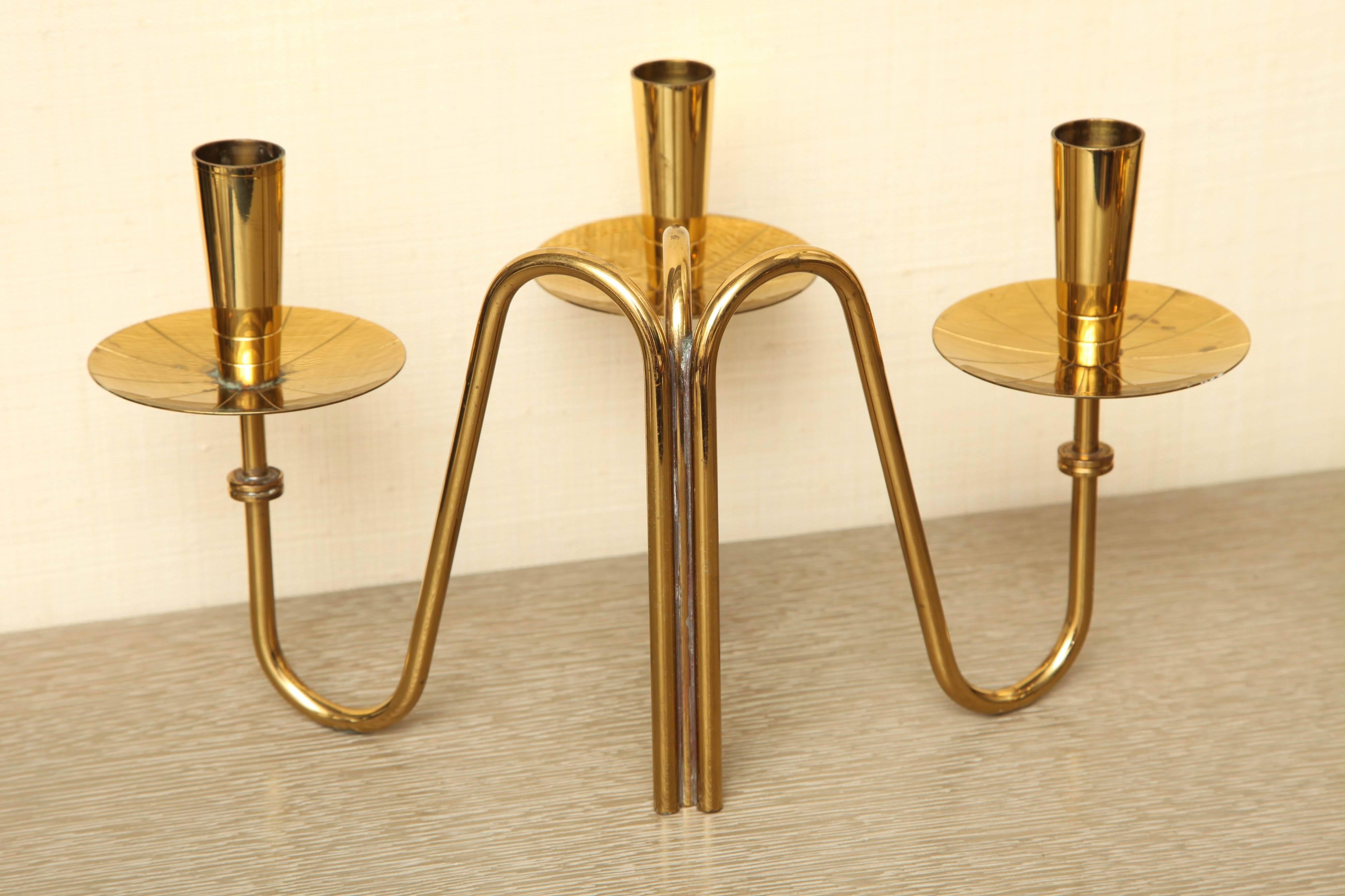Pair of Brass Candle Holders by Tommi Parzinger, circa 1960 For Sale 2