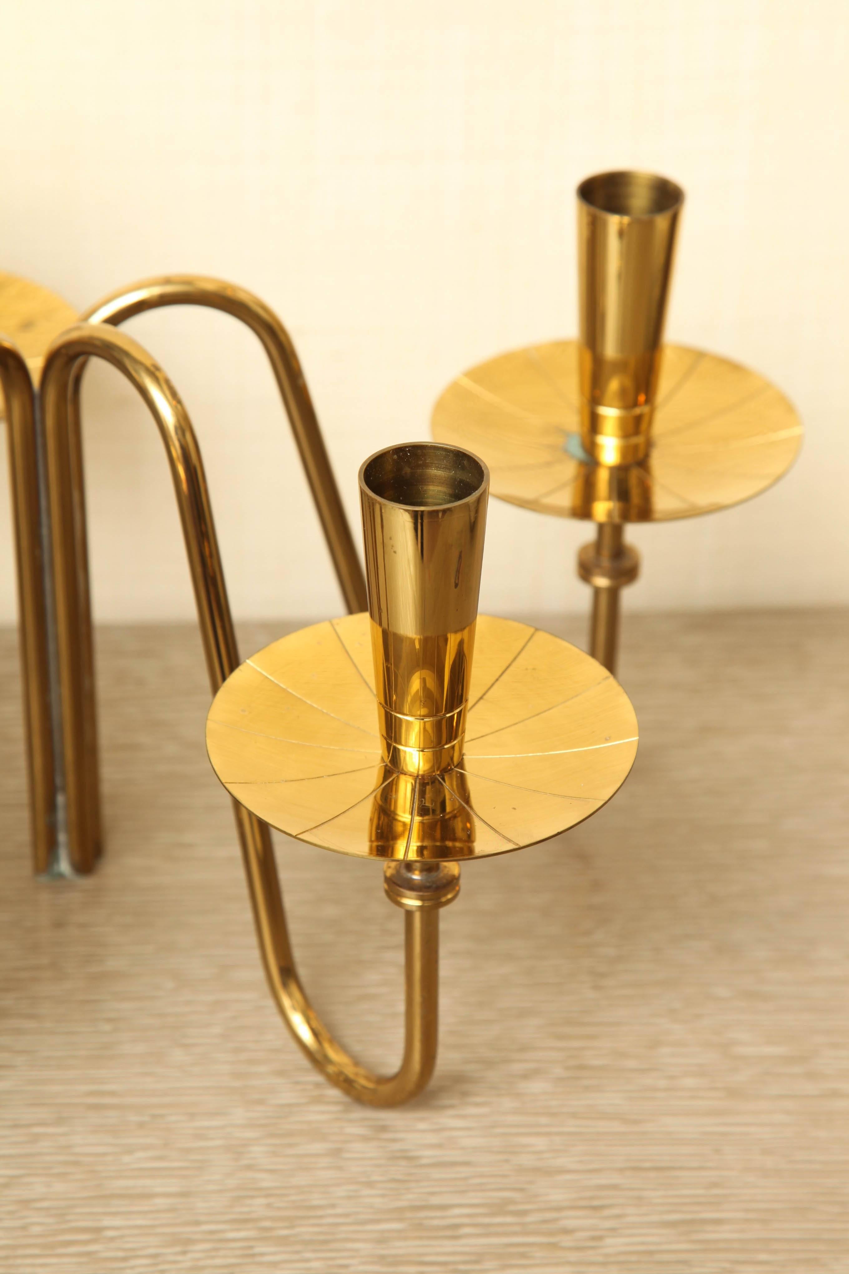 Pair of Brass Candle Holders by Tommi Parzinger, circa 1960 For Sale 4