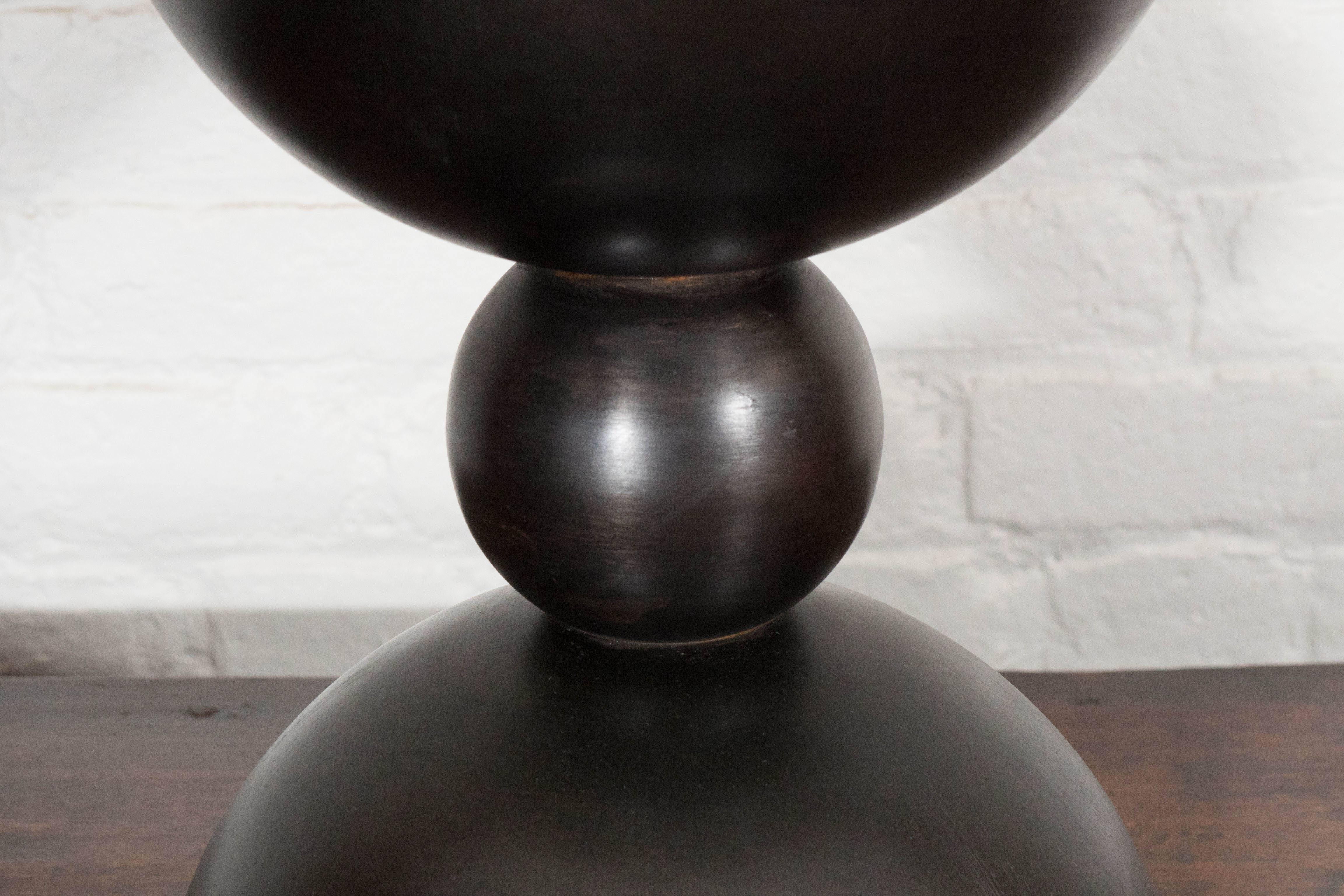 Pair of Blackened Steel Sculptural Geometric Form Steel Lamps For Sale 1