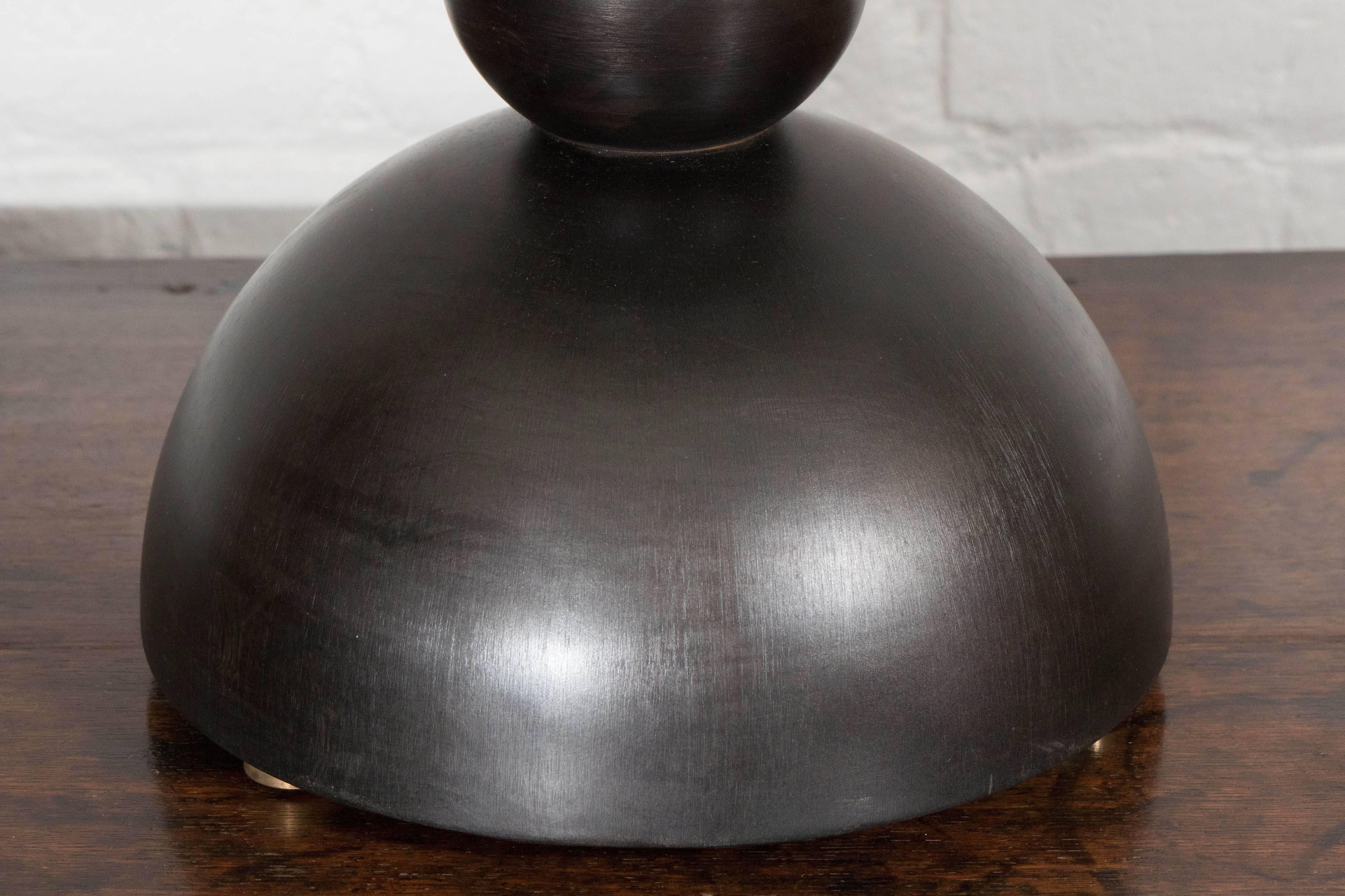 Pair of Blackened Steel Sculptural Geometric Form Steel Lamps For Sale 2
