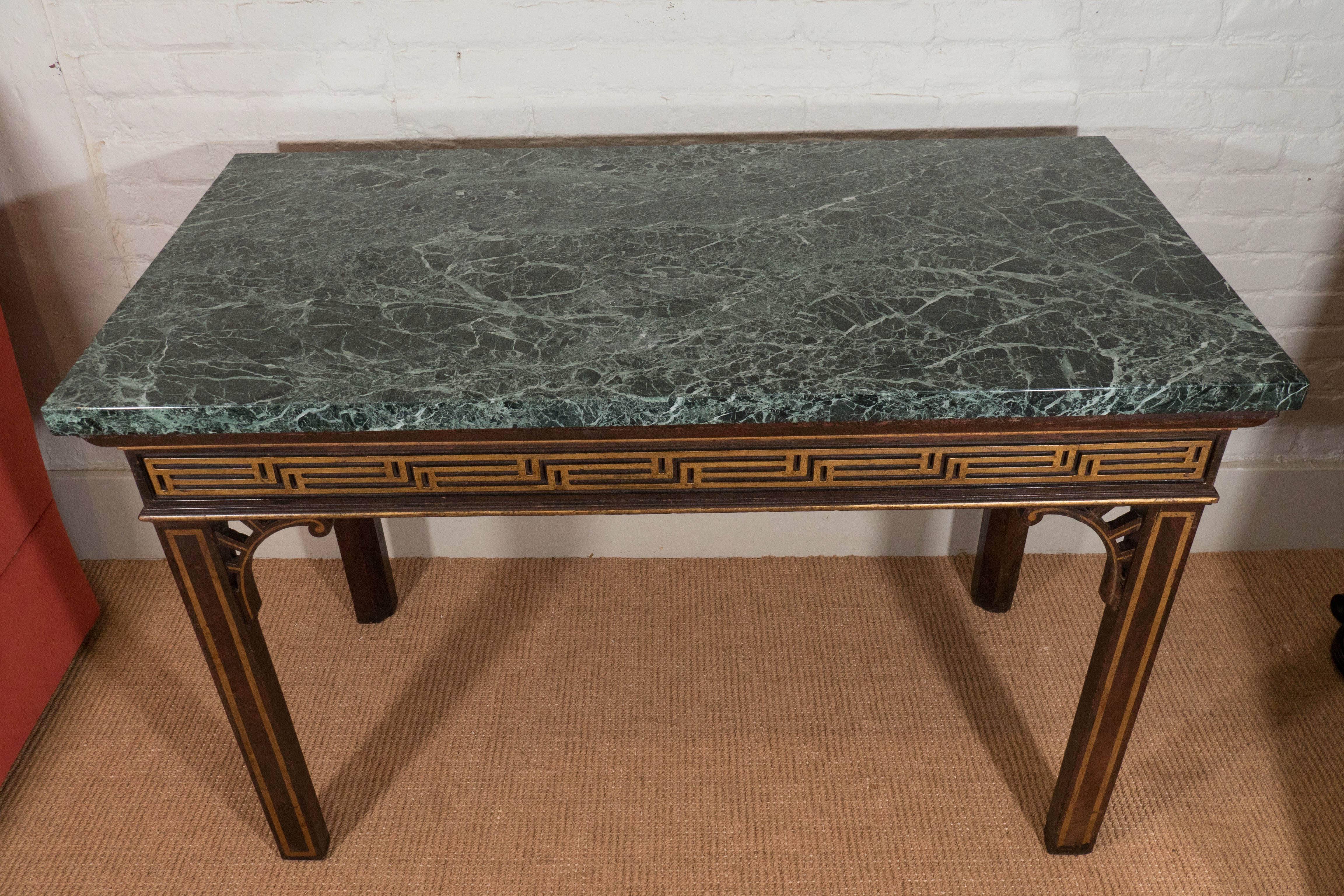 18th Century and Earlier Pair of Chinoiserie Console Tables with Verde Antico Tops For Sale