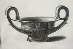 Framed Etching, Neoclassical Vessel, 19th Century