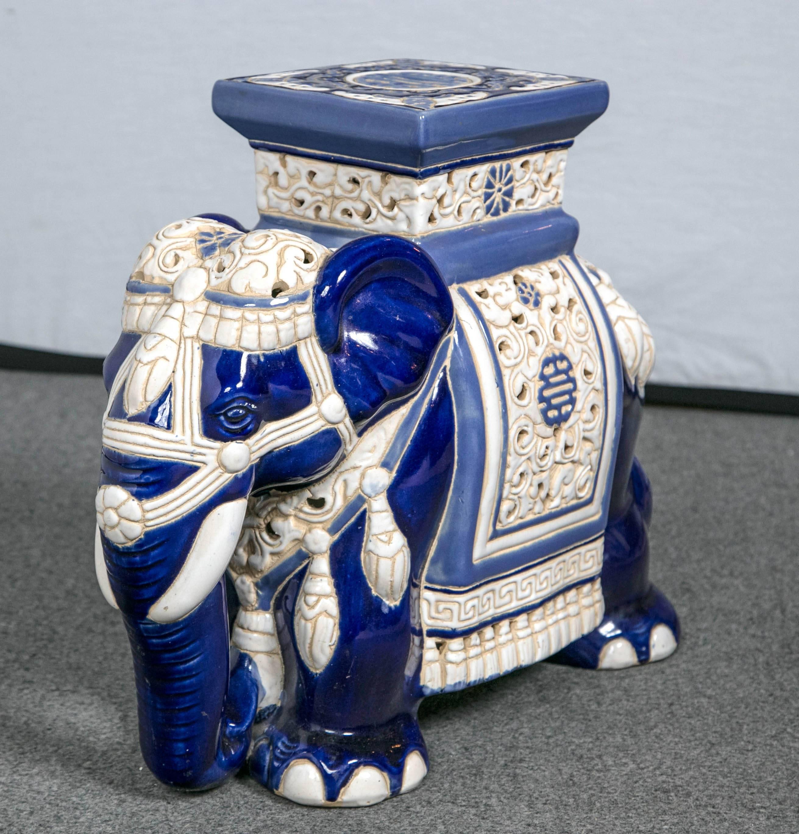Asian Ceramic Elephant Garden Seat, circa 1950s
