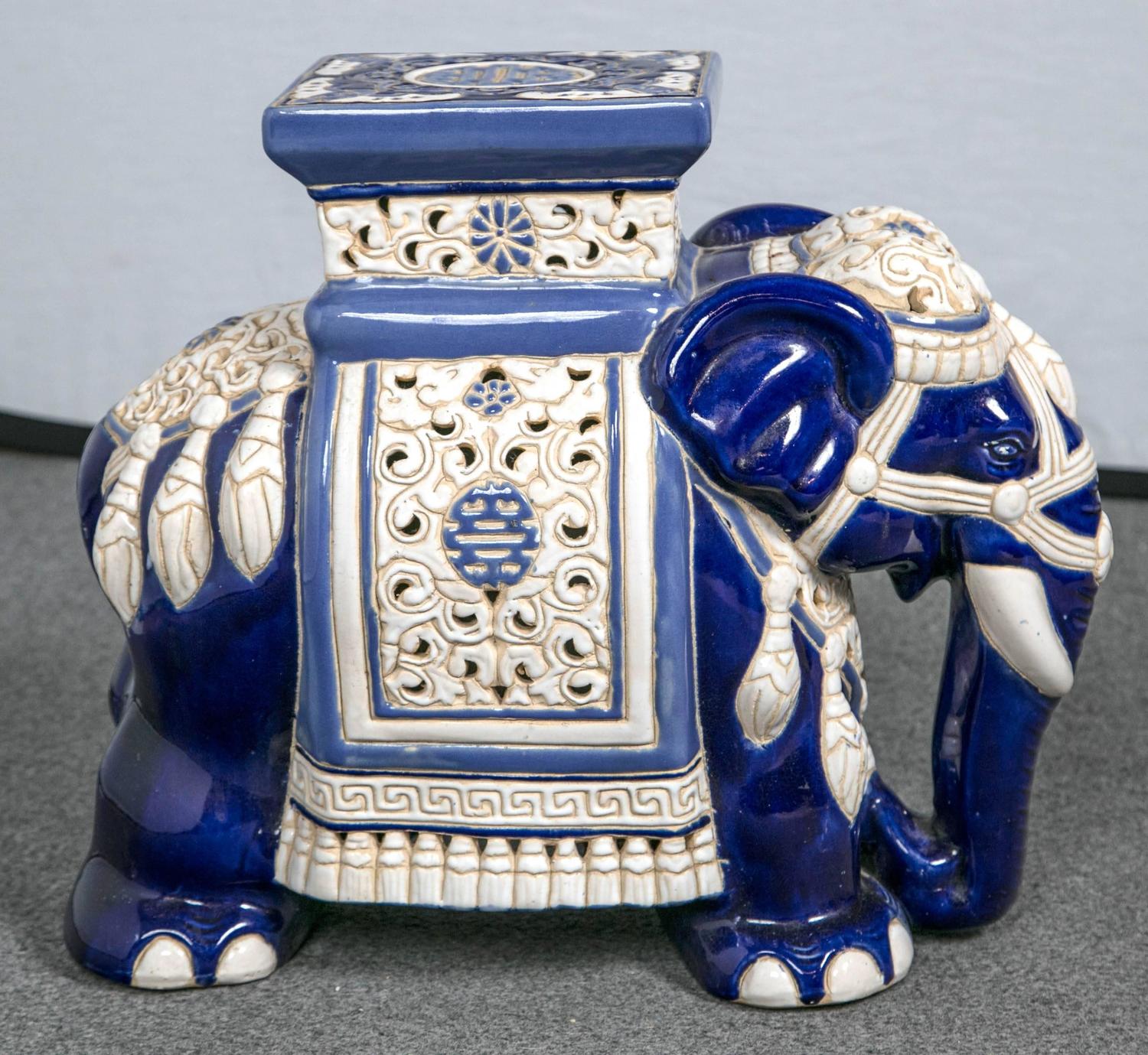 Ceramic Elephant Garden Seat, circa 1950s For Sale at 1stdibs