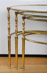 1950s Italian Nest of Oval Brass Tables