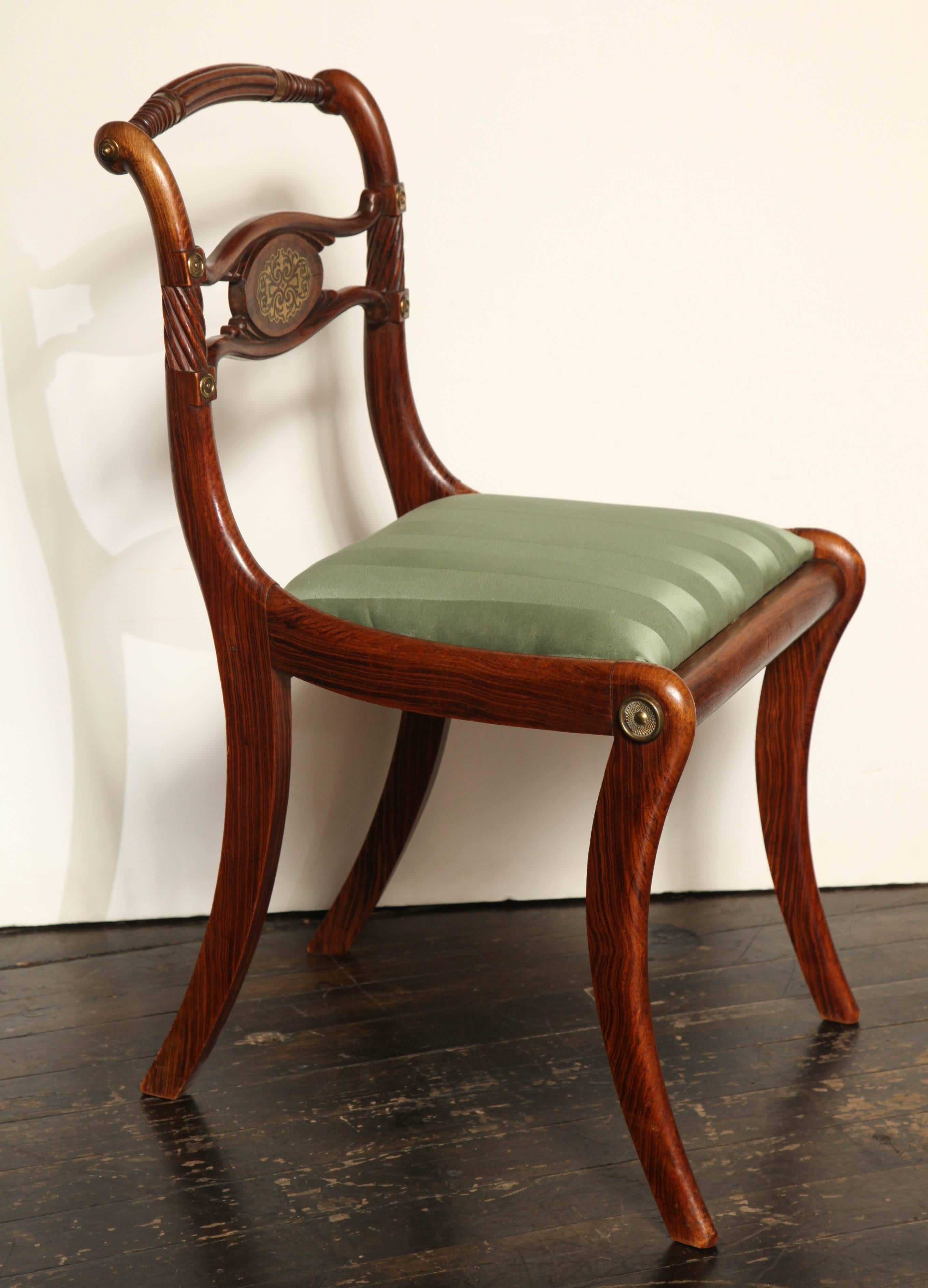  English Regency, Faux Rosewood and Brass Inlay Chair 4