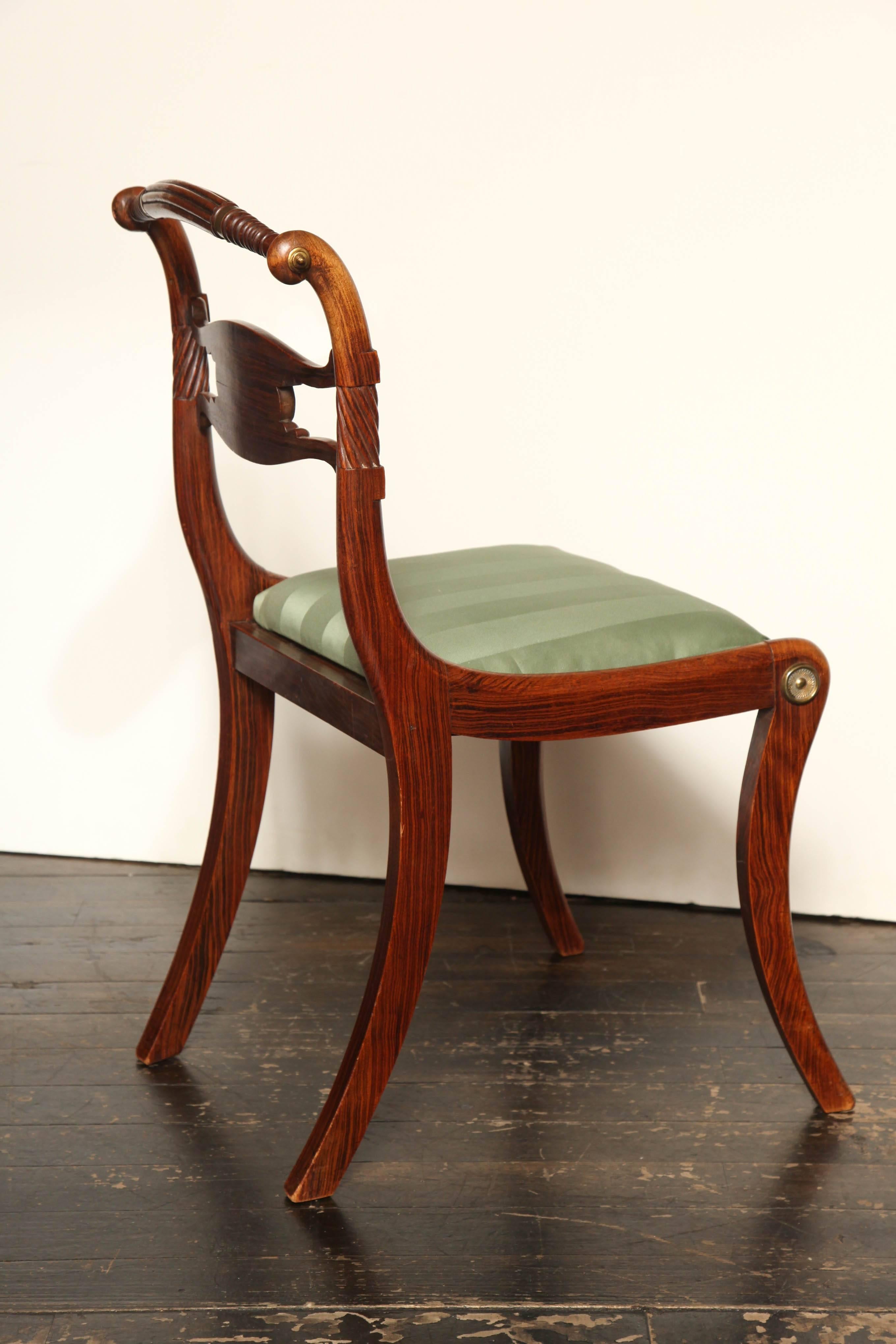  English Regency, Faux Rosewood and Brass Inlay Chair 5