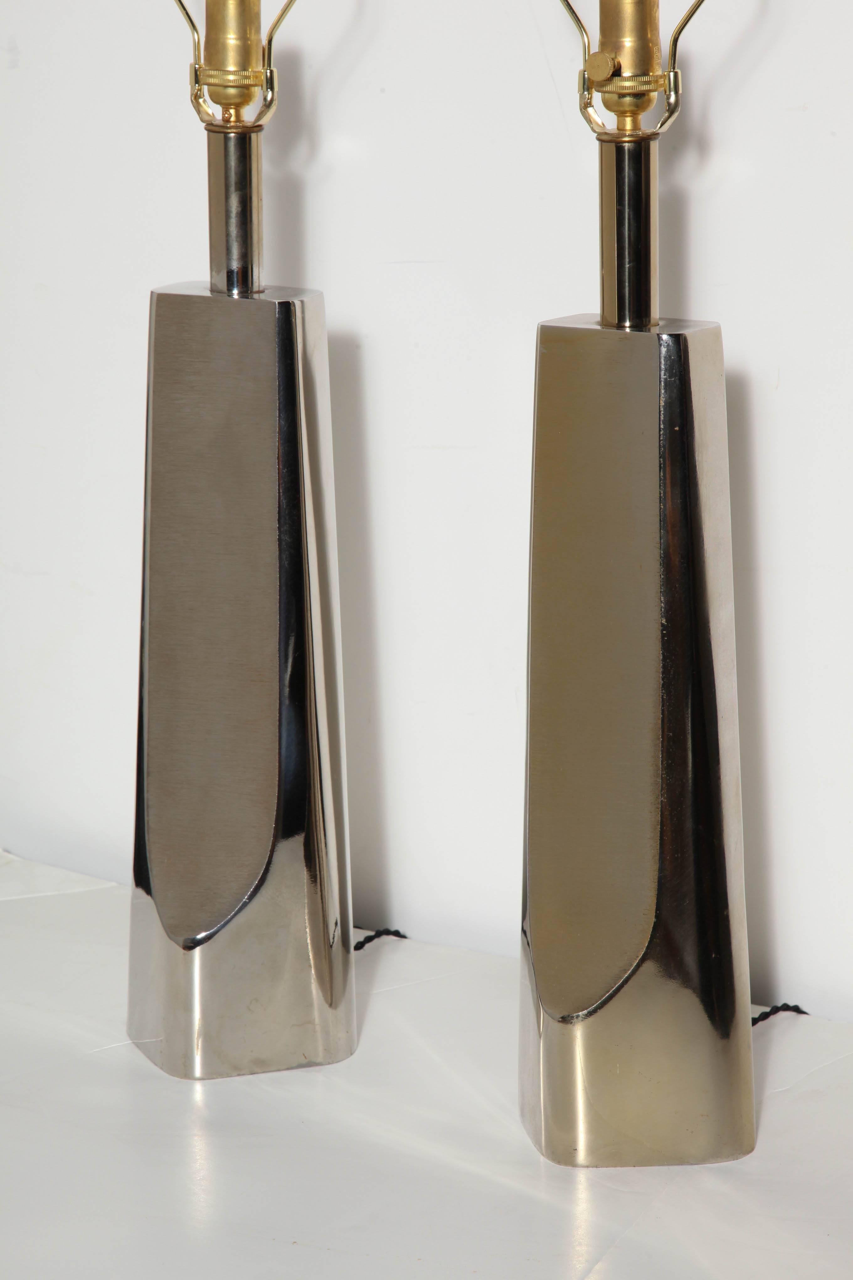 Mid-Century Modern Circa 1960 Pair of Maurizio Tempestini for Laurel Polished Brutalist Table Lamps