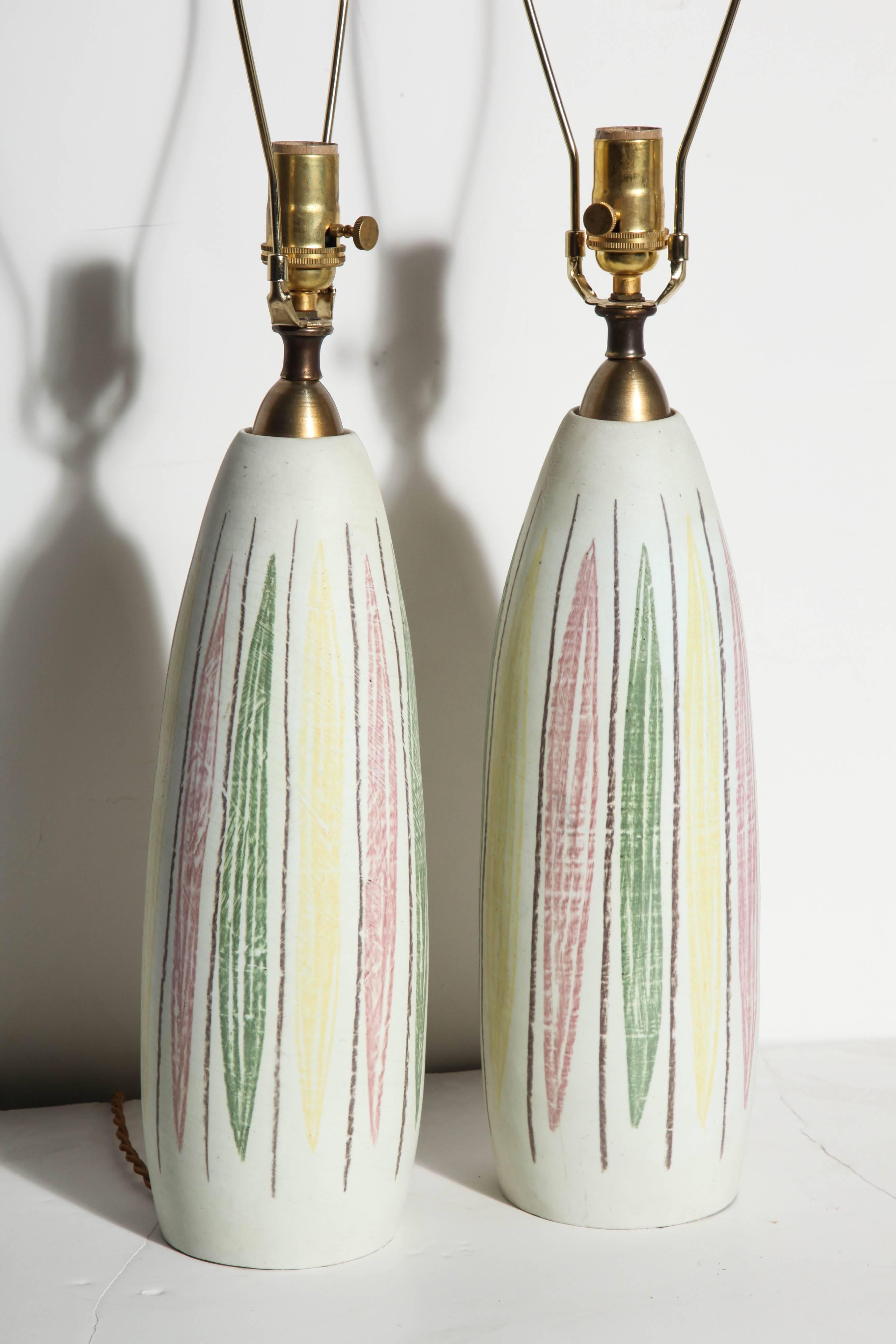 Pair of Handpainted 1950s Italian Ceramic Table Lamps 1