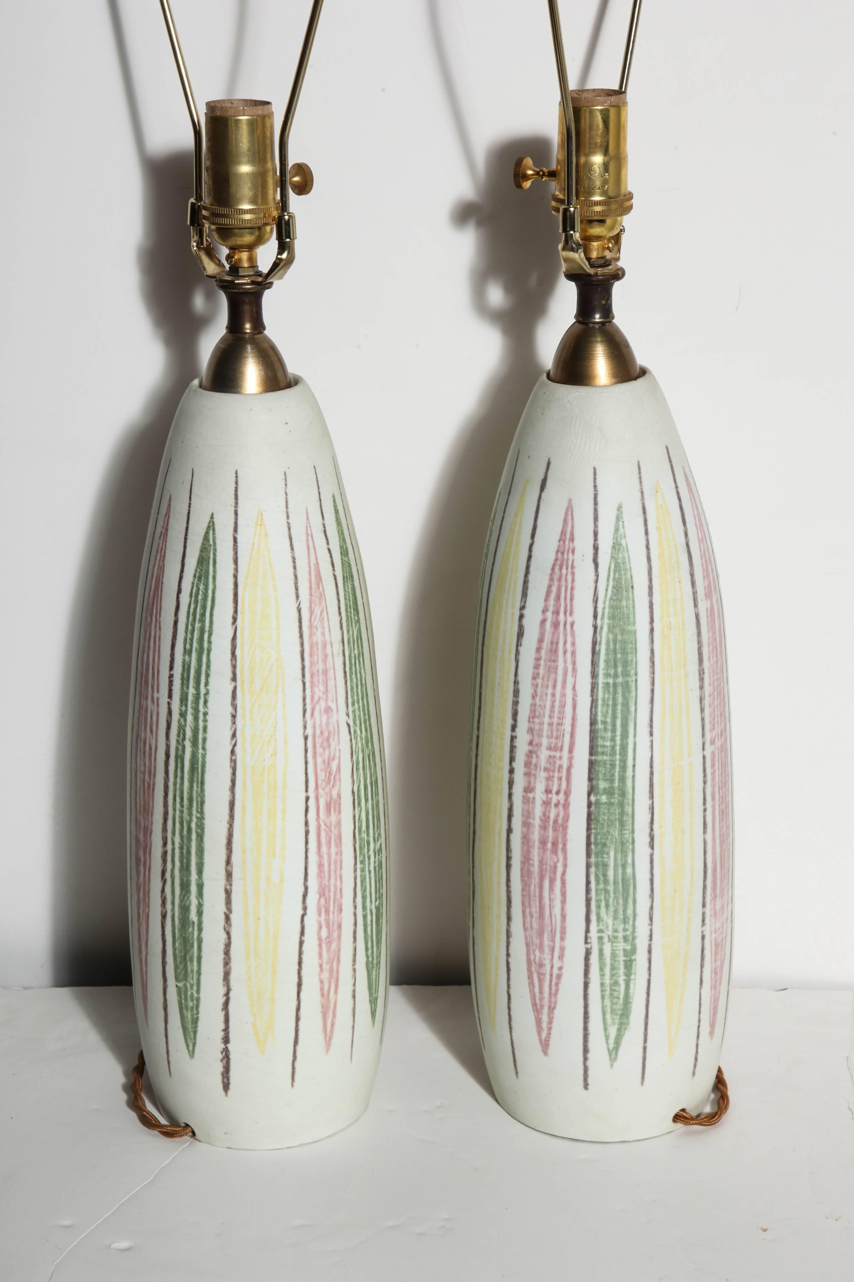 Pair of Handpainted 1950s Italian Ceramic Table Lamps 2