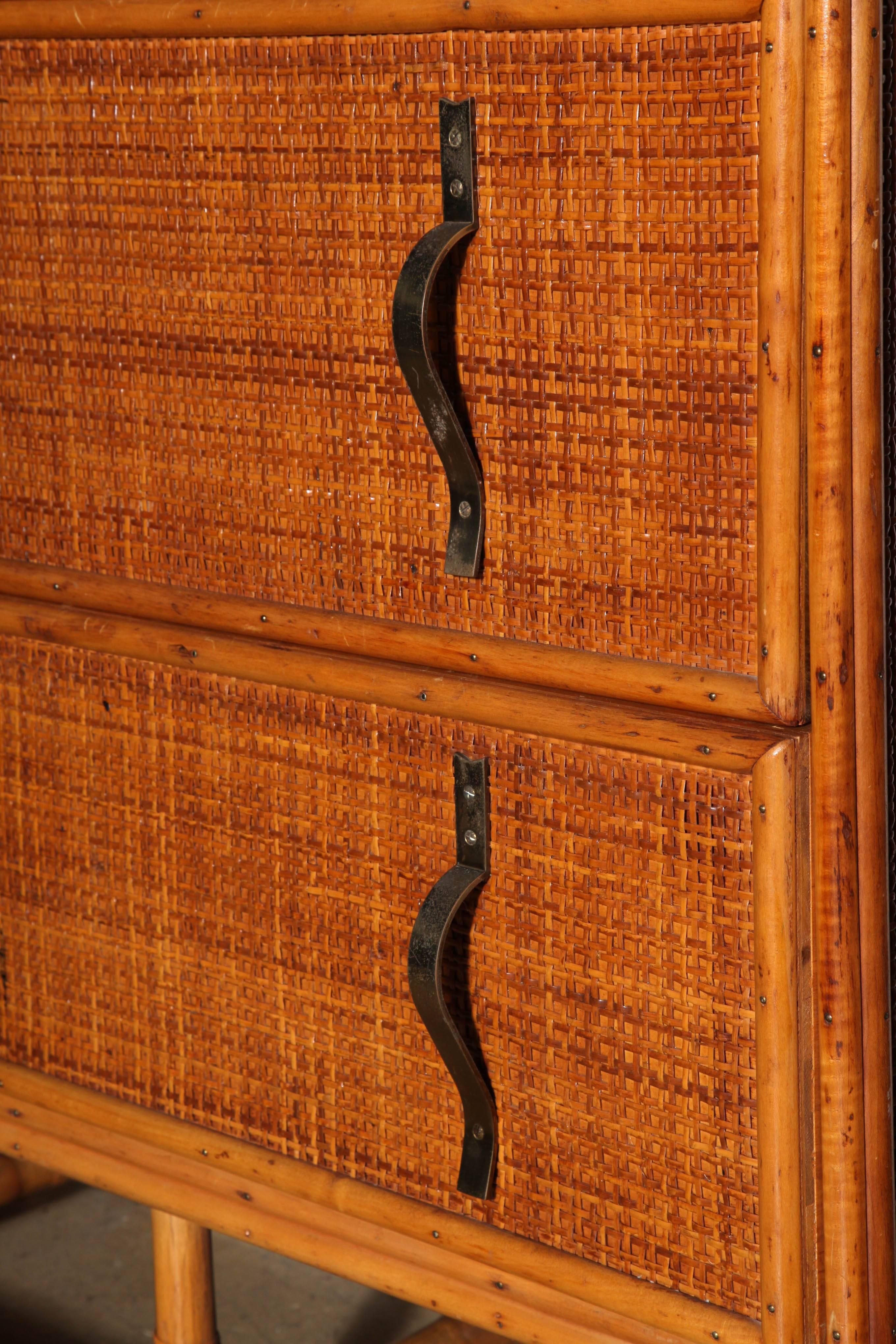 pair of Paul Frankl Bamboo and Rattan Dressers In Good Condition In Bainbridge, NY