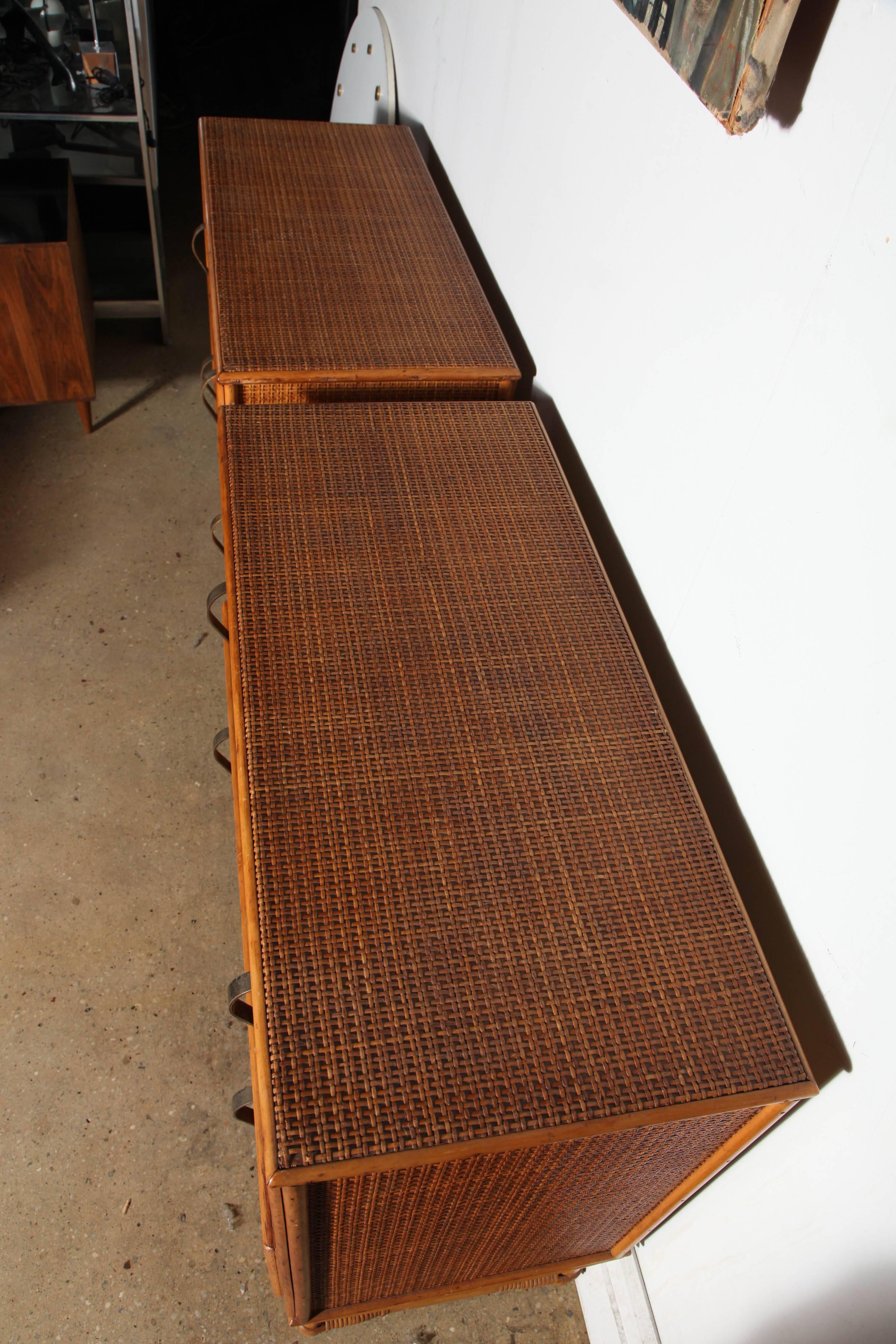 pair of Paul Frankl Bamboo and Rattan Dressers 1