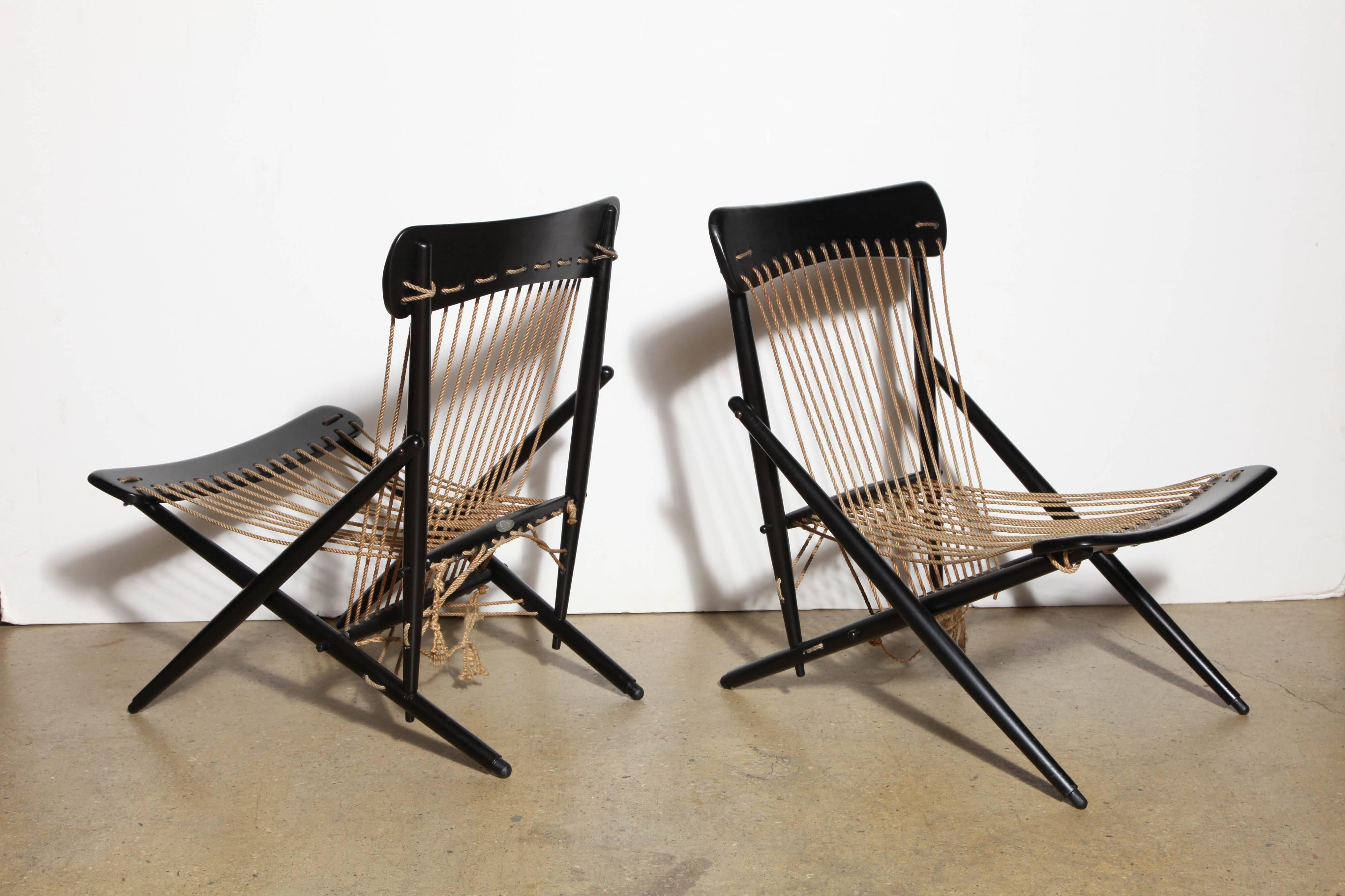 2 early Japanese Modern Rope Chairs by 