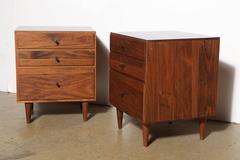 1950s Pair of Paul McCobb Black Walnut Low Nightstands with Black Micarta Top
