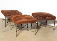 Set of Three Paul McCobb for Directional Model 1306 Brass Ottomans, 1950s
