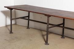 Monumental 19th Century Ten Foot Solid Black Walnut and Iron Industrial Table